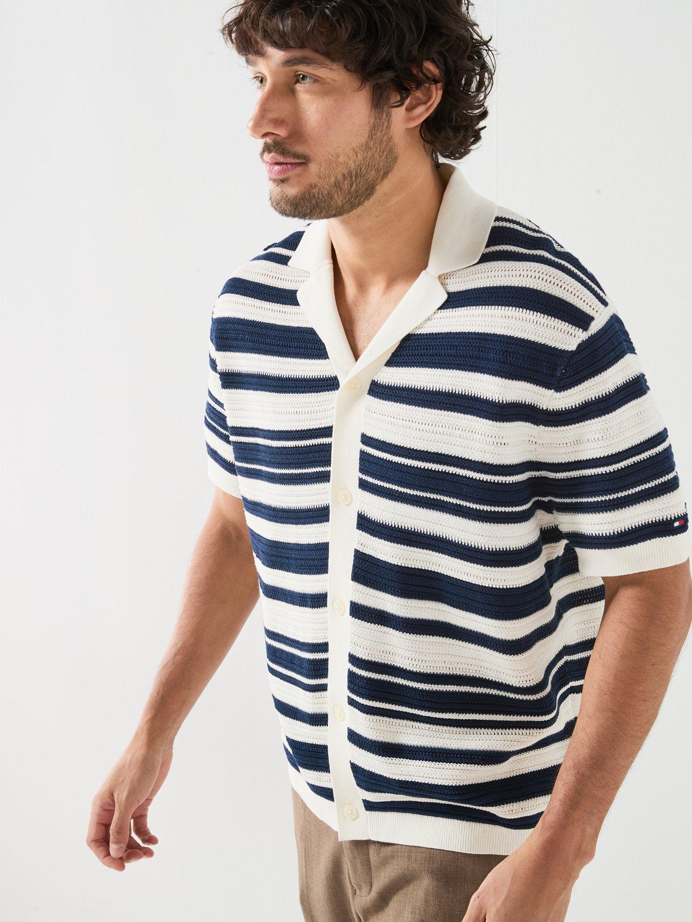Image 6 of 6 of Tommy Hilfiger Breton Stripe Knitted Shirt - Blue