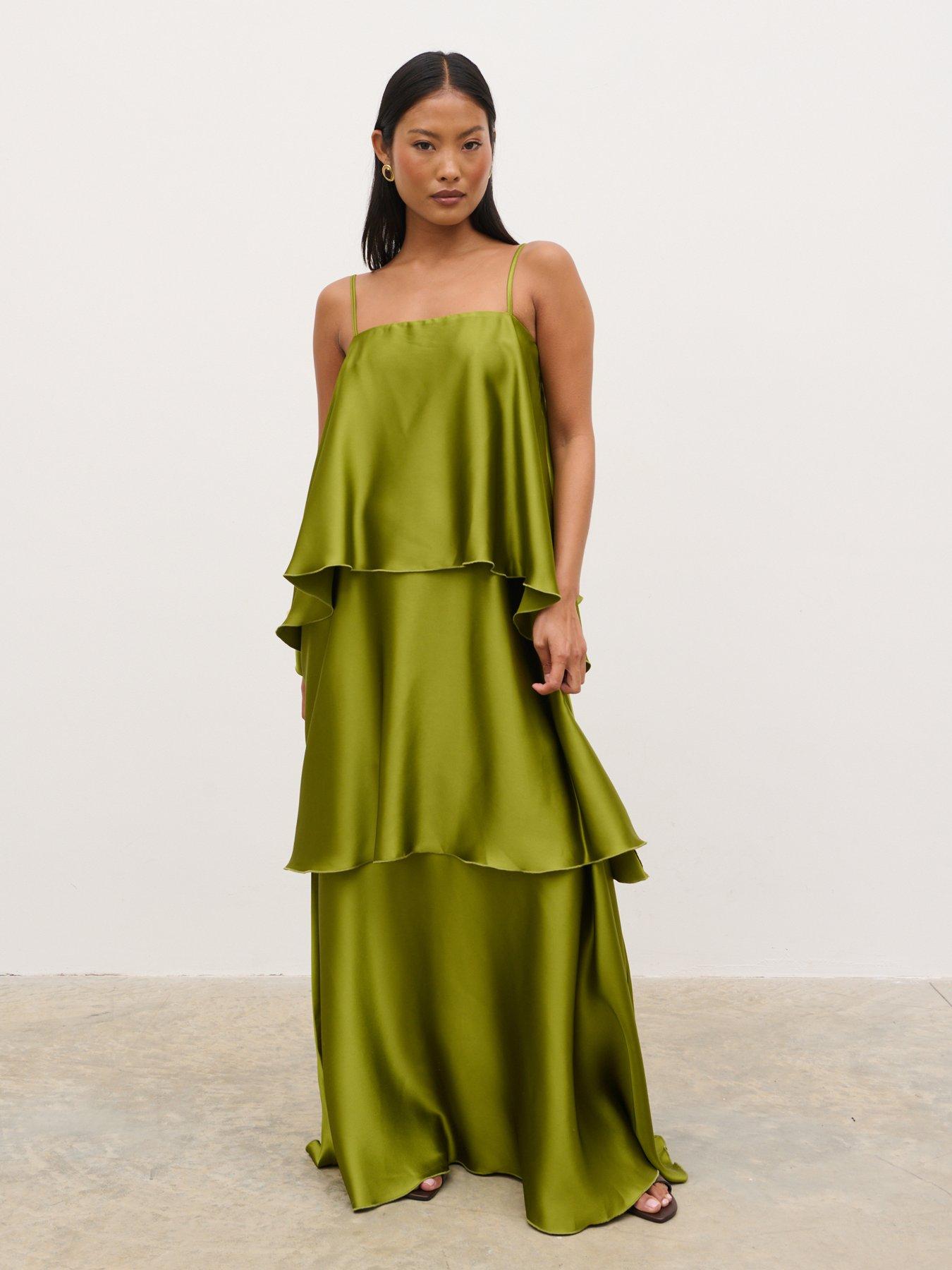 tove green dress Pretty Lavish Tiered Ruffle Maxi - Tarragon fallphotos26