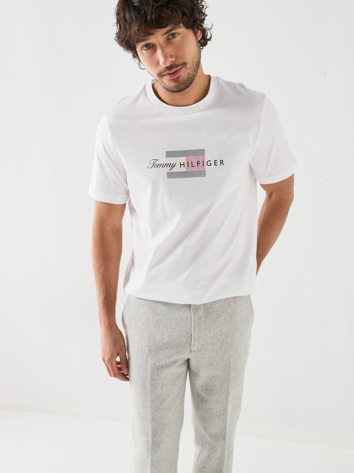 Tommy Hilfiger Tommy Script Flag Graphic T-Shirt, White, Size 2Xl, Men