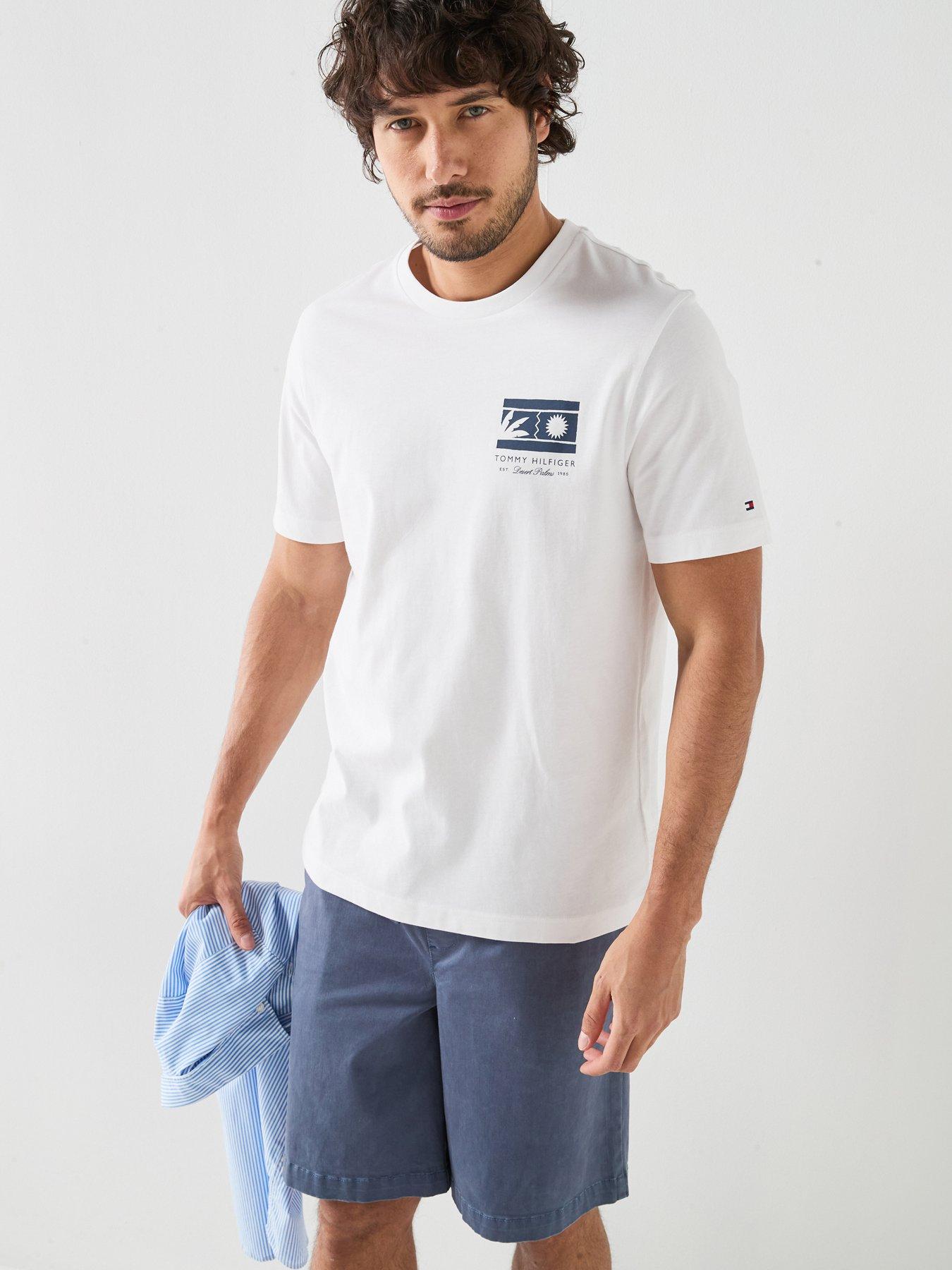 Tommy Hilfiger Small Sun Flag Logo T-Shirt, White, Size M, Men