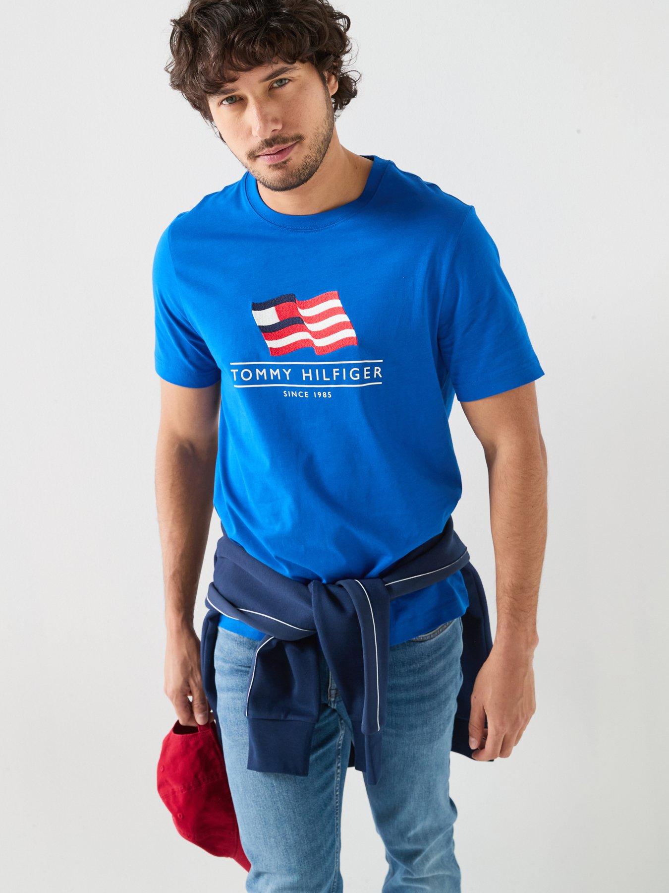 Tommy Hilfiger Americana Flag Graphic T-Shirt, Bright Blue, Size 2Xl, Men