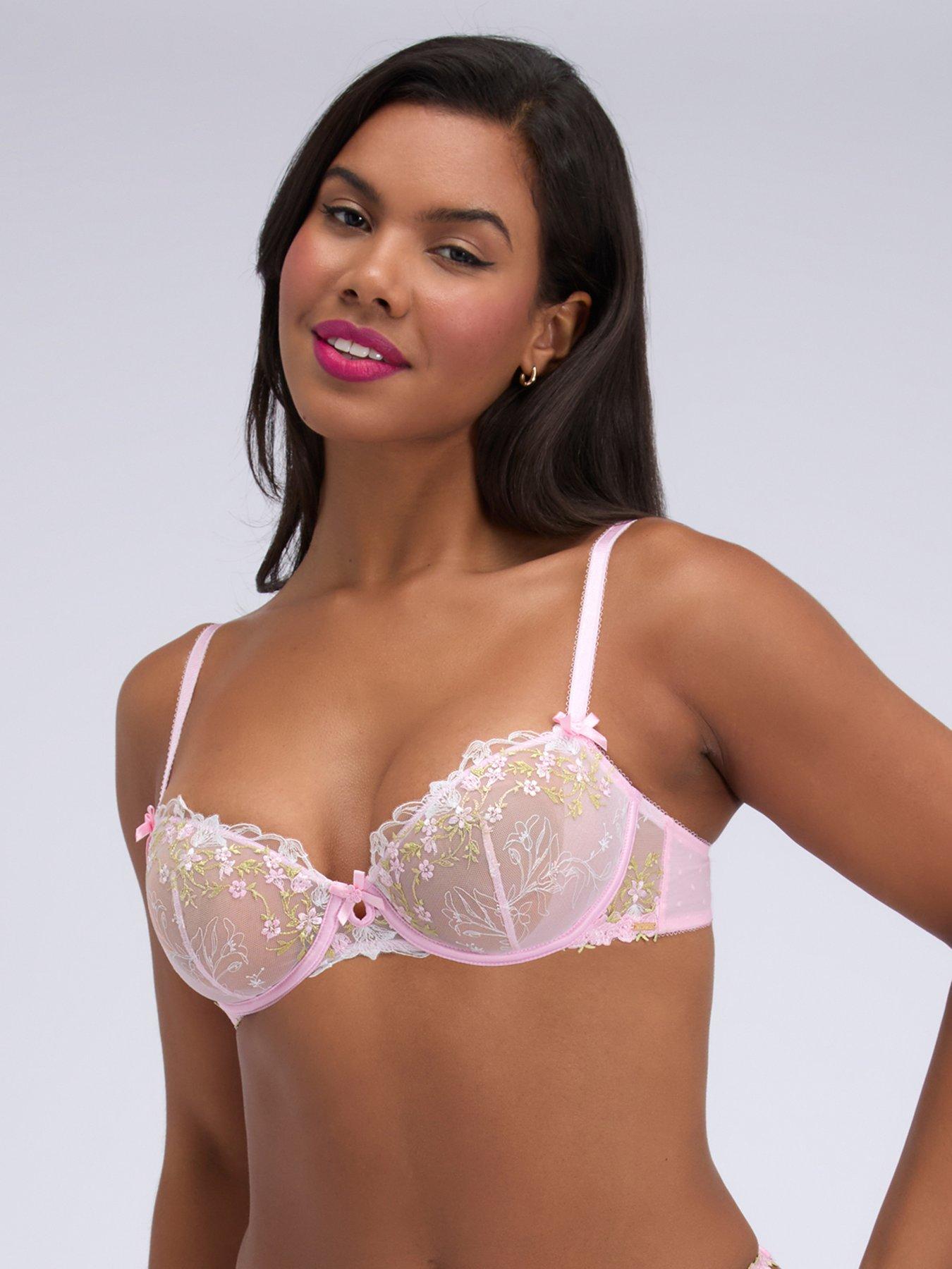 Boux Avenue Nyra Embroidered Plunge Bra - Pink
