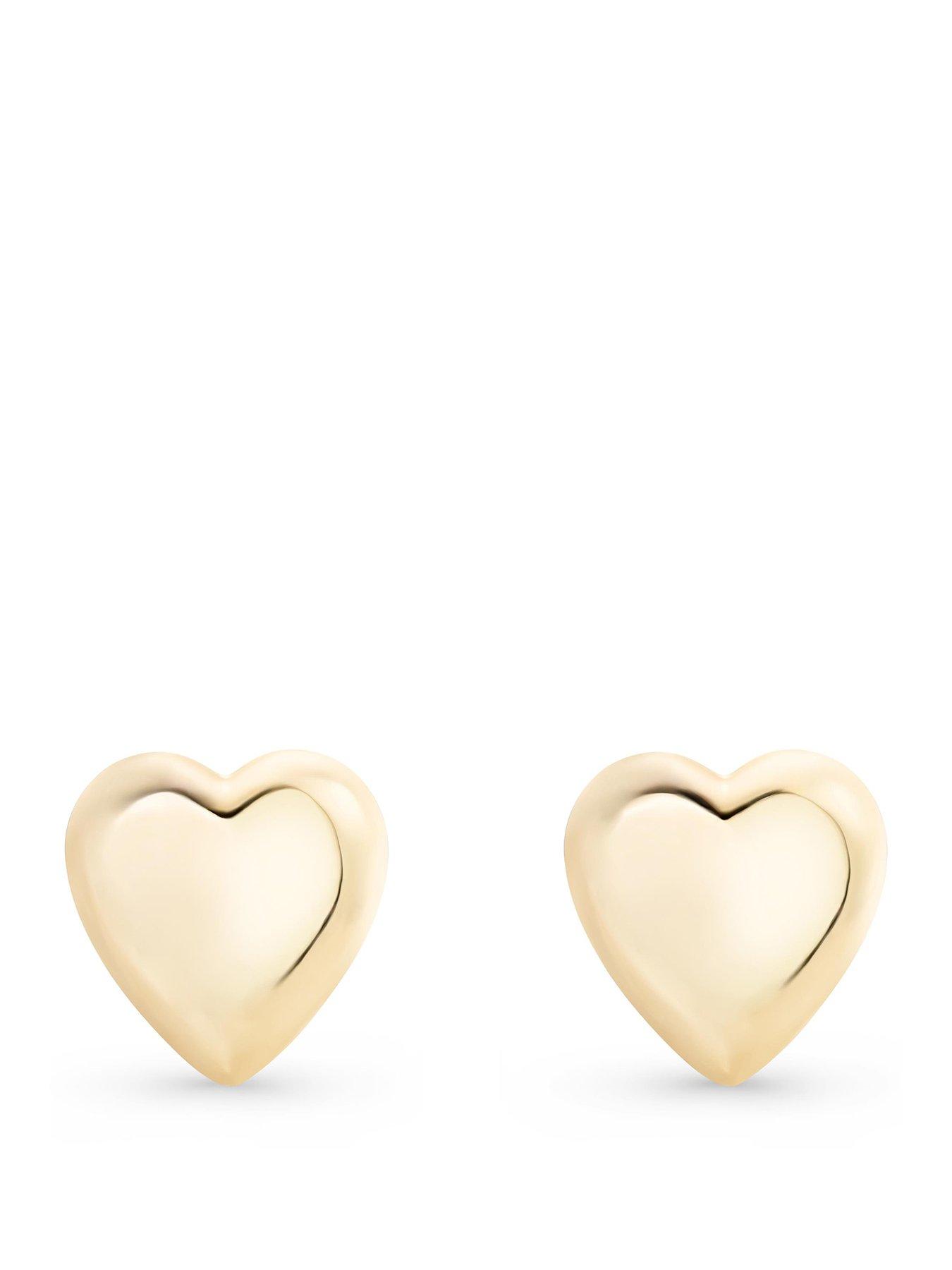 Beaverbrooks 9ct Yellow Gold Heart Stud Earrings