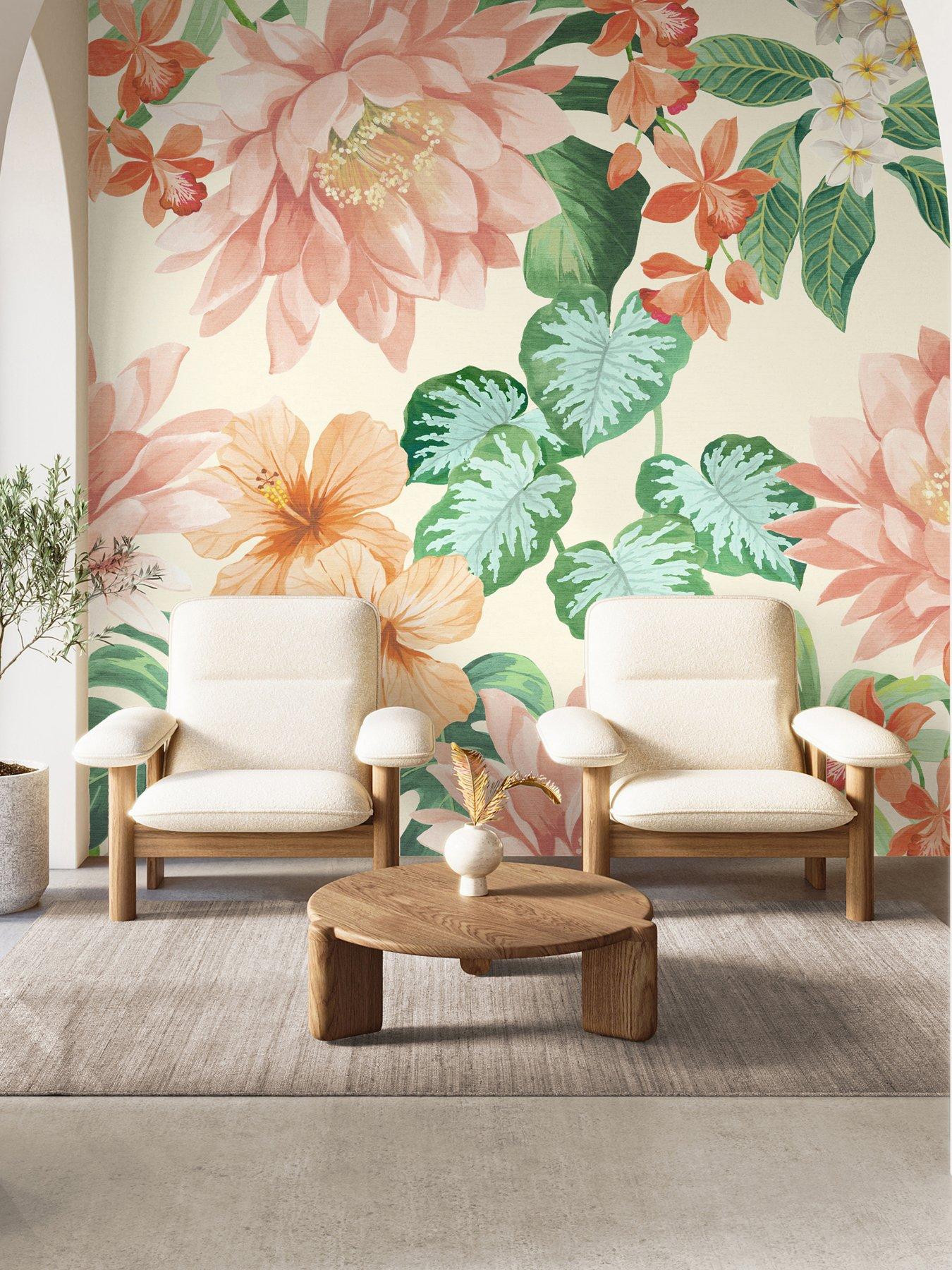 The Very Collection Tropical Floral-Coral Wallpaper