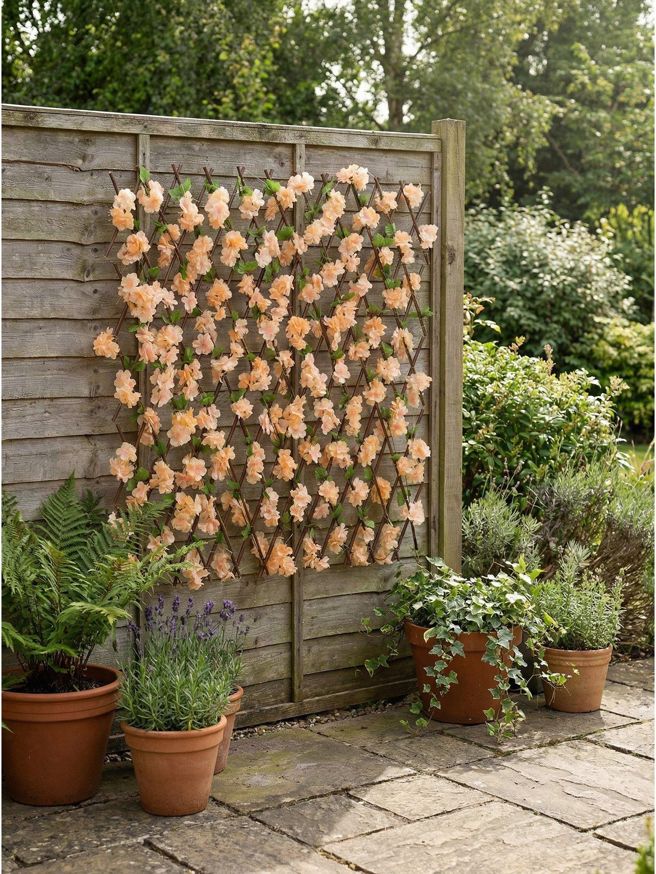 Scottish Everlastings 170X90Cm Peach Blossom Trillis With Solar Lights