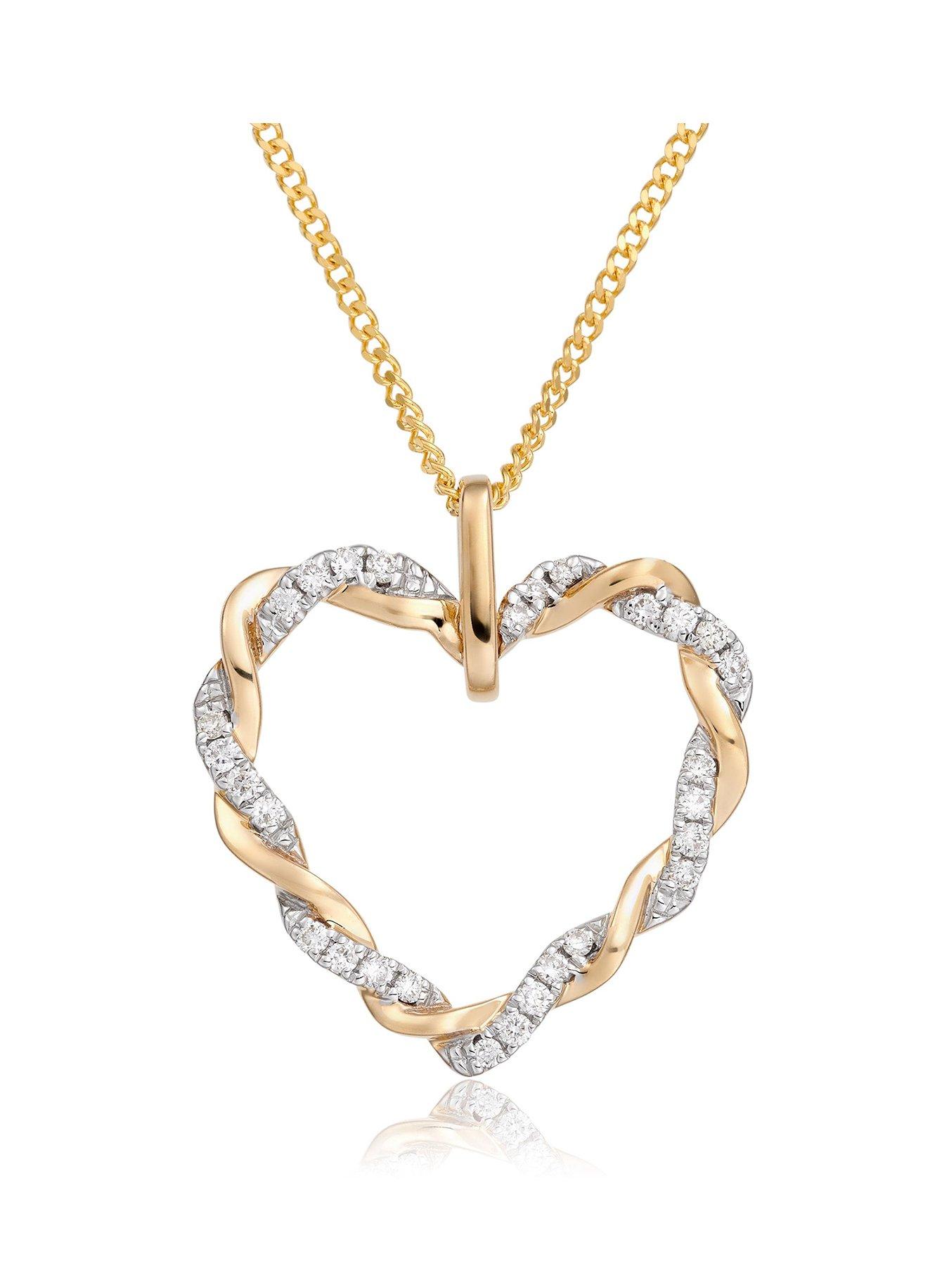 Image 1 of 4 of Beaverbrooks 9ct Yellow Gold Diamond Heart Pendant
