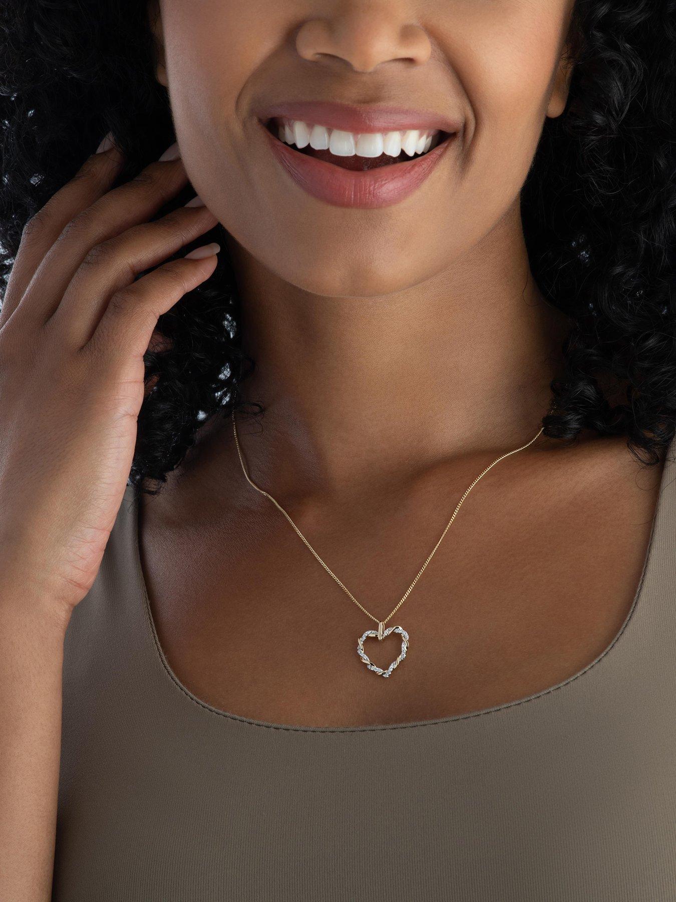 Image 2 of 4 of Beaverbrooks 9ct Yellow Gold Diamond Heart Pendant