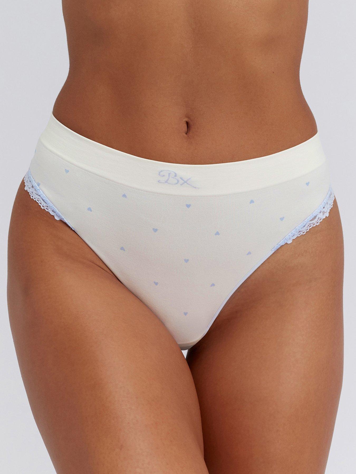 Image 4 of 6 of Boux Avenue Heart Lace Seamless Thong - Ivory Mix