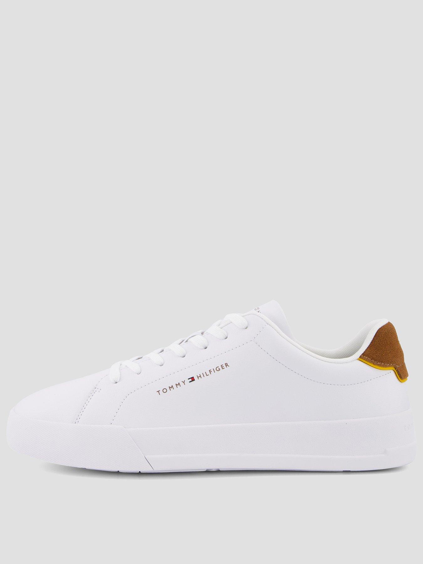 Tommy Hilfiger Leather Court Sneakers, White, Size 43, Men