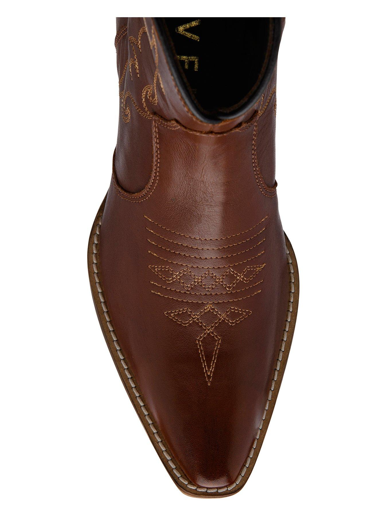 Image 4 of 4 of Ravel Hayton Leather Cowboy Ankle Boot - Tan