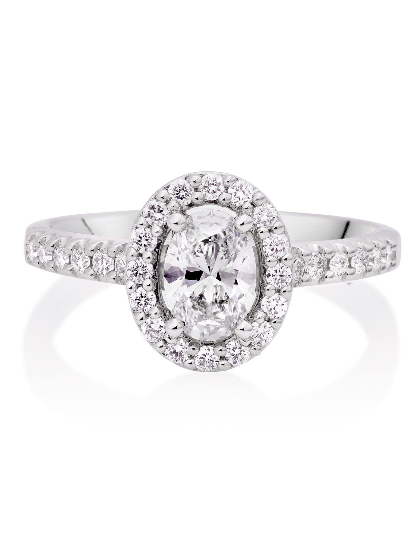 Image 2 of 6 of Beaverbrooks Platinum Diamond Oval Cut Halo Ring
