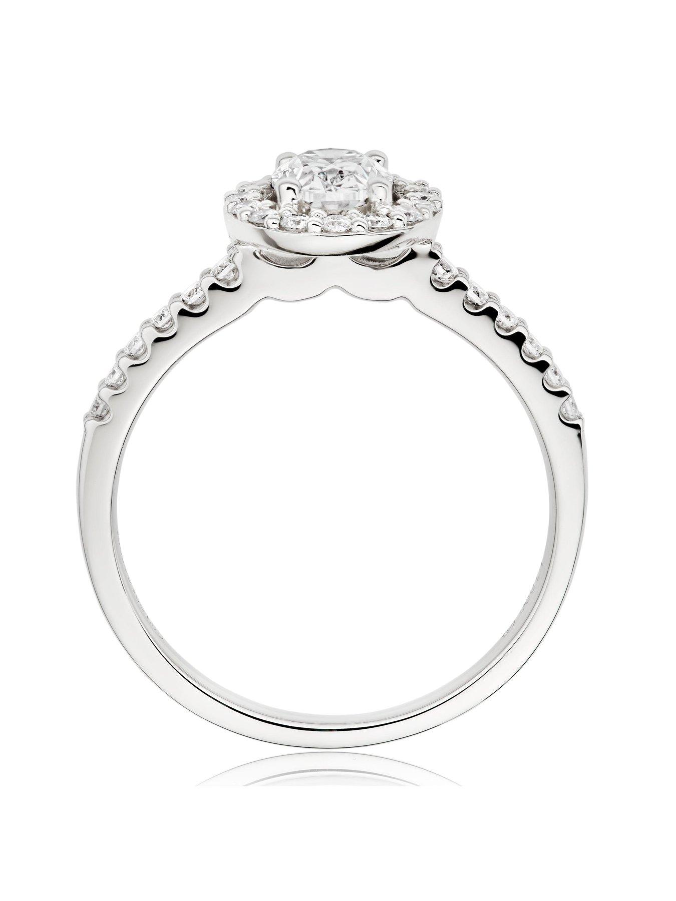 Image 3 of 6 of Beaverbrooks Platinum Diamond Oval Cut Halo Ring