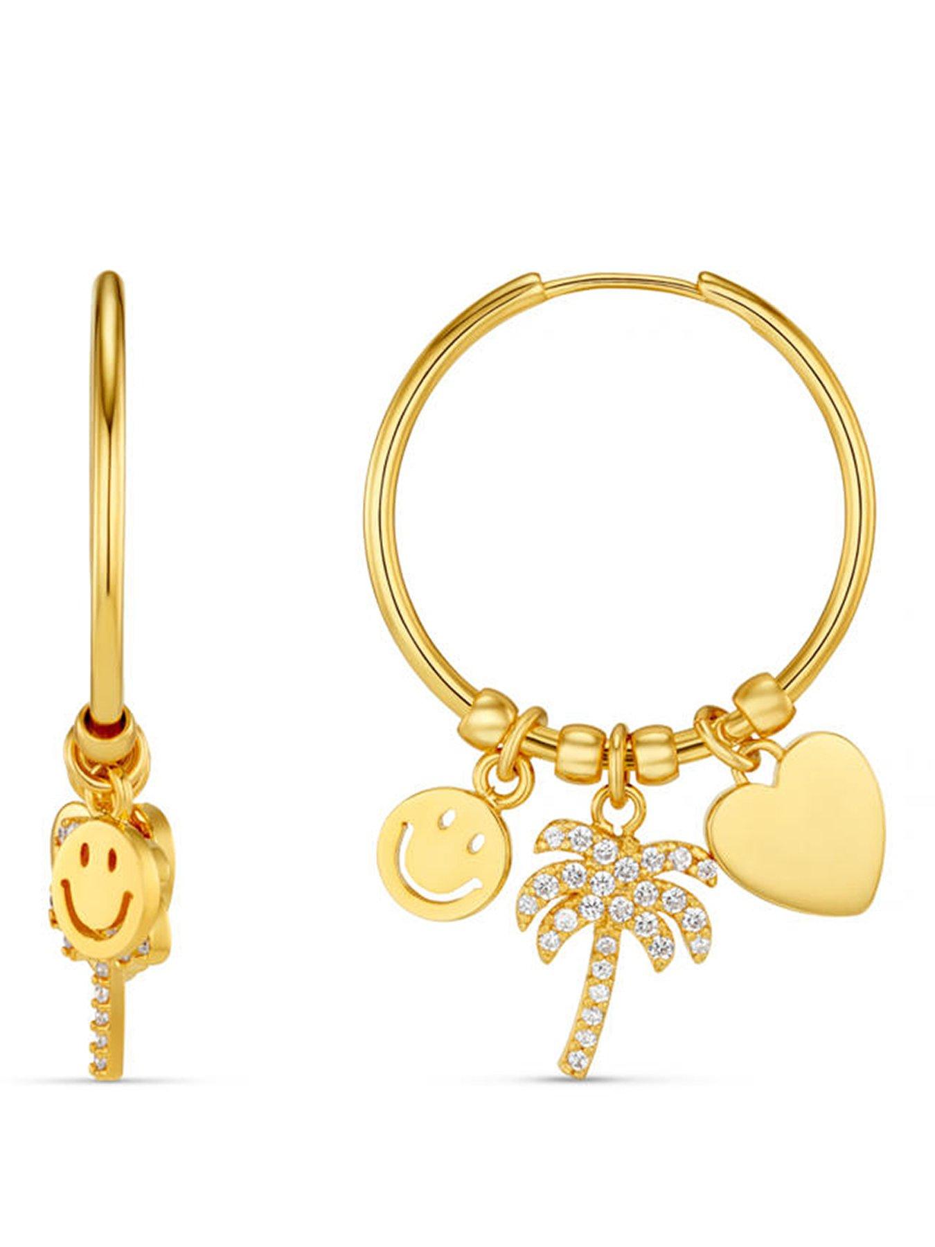 Orelia Eclectic Mixed Charm Hoop Earrings