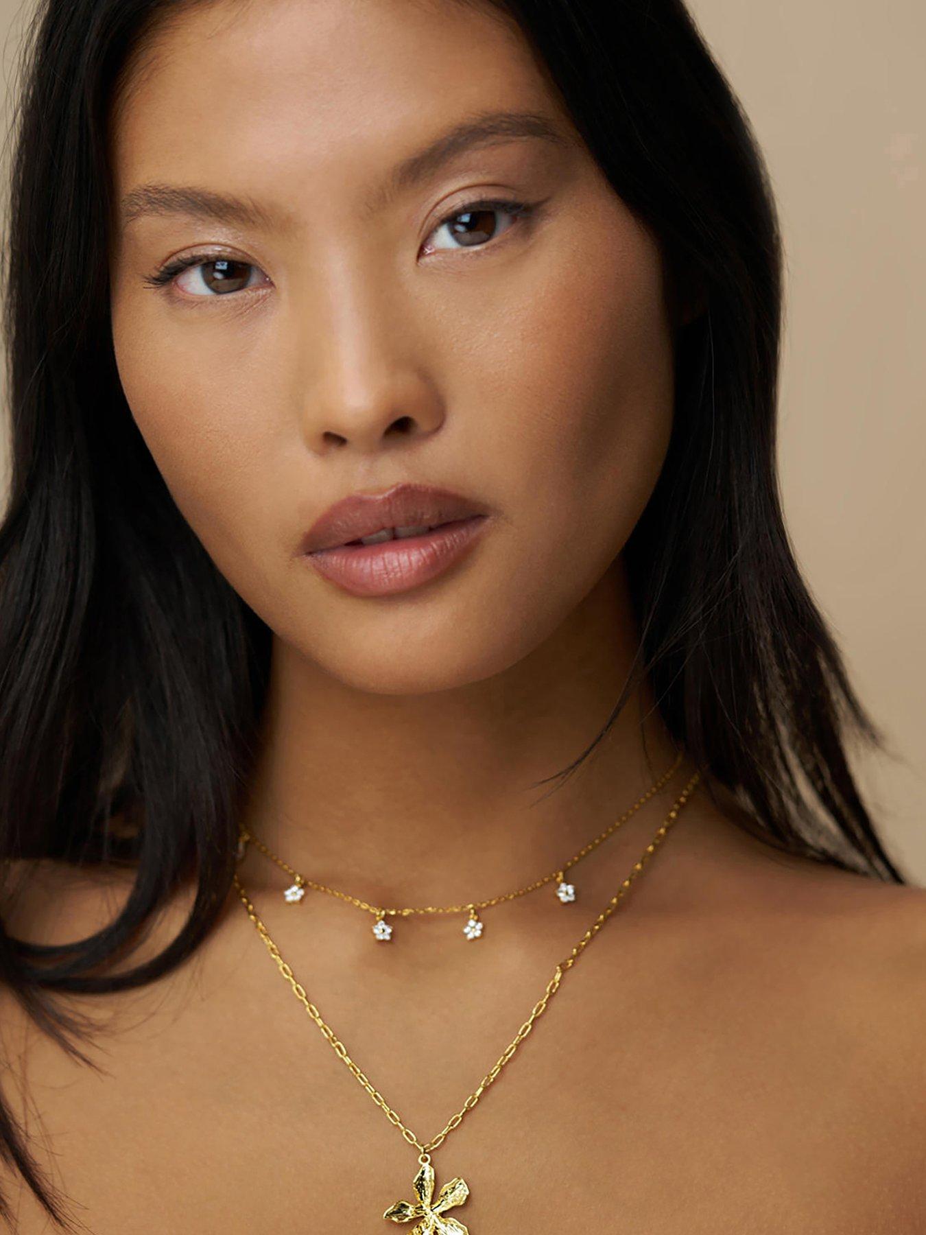 Orelia Crystal Flower Multi Drop Necklace