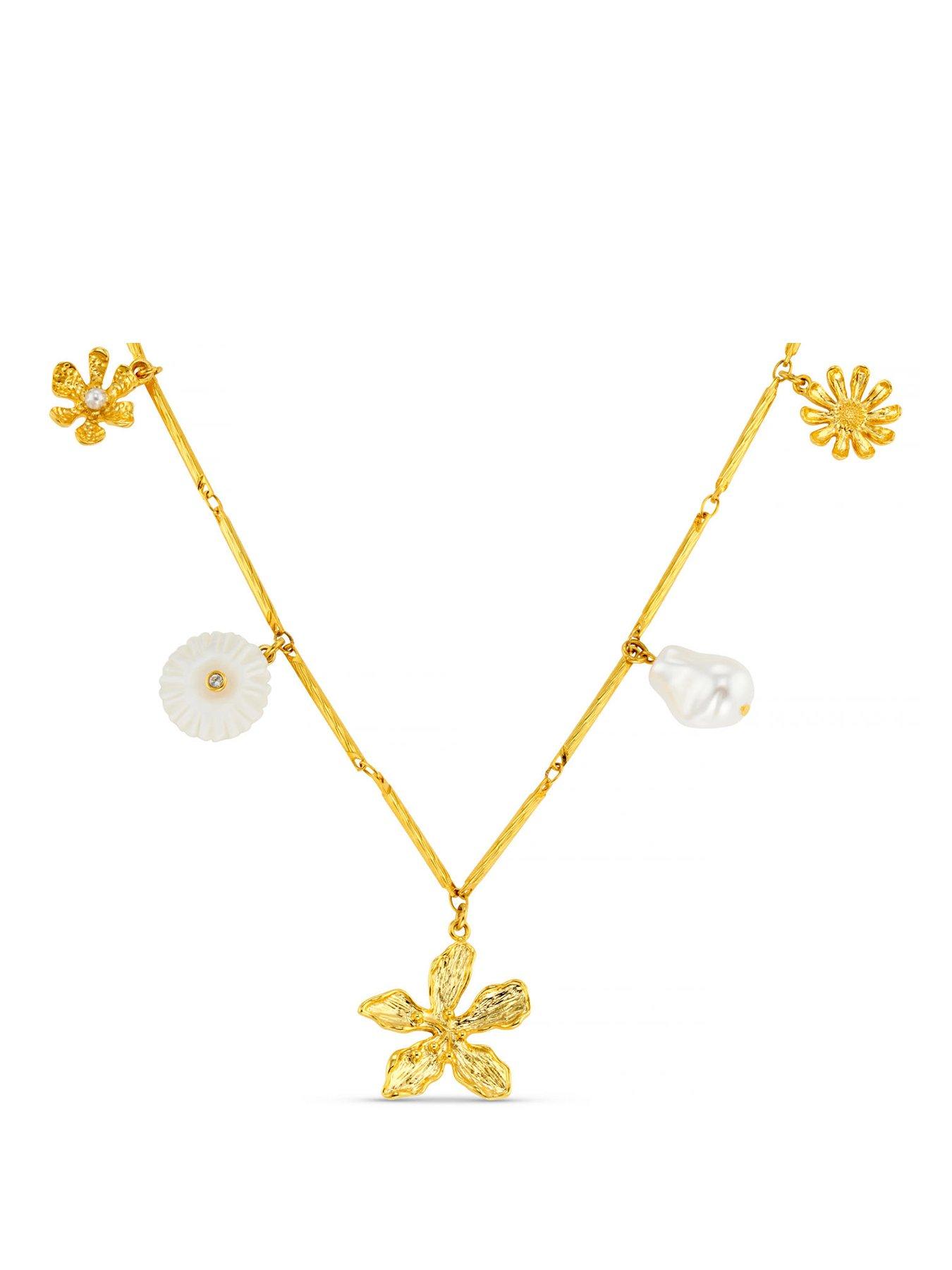 Orelia Statement Flower & Pearl Necklace