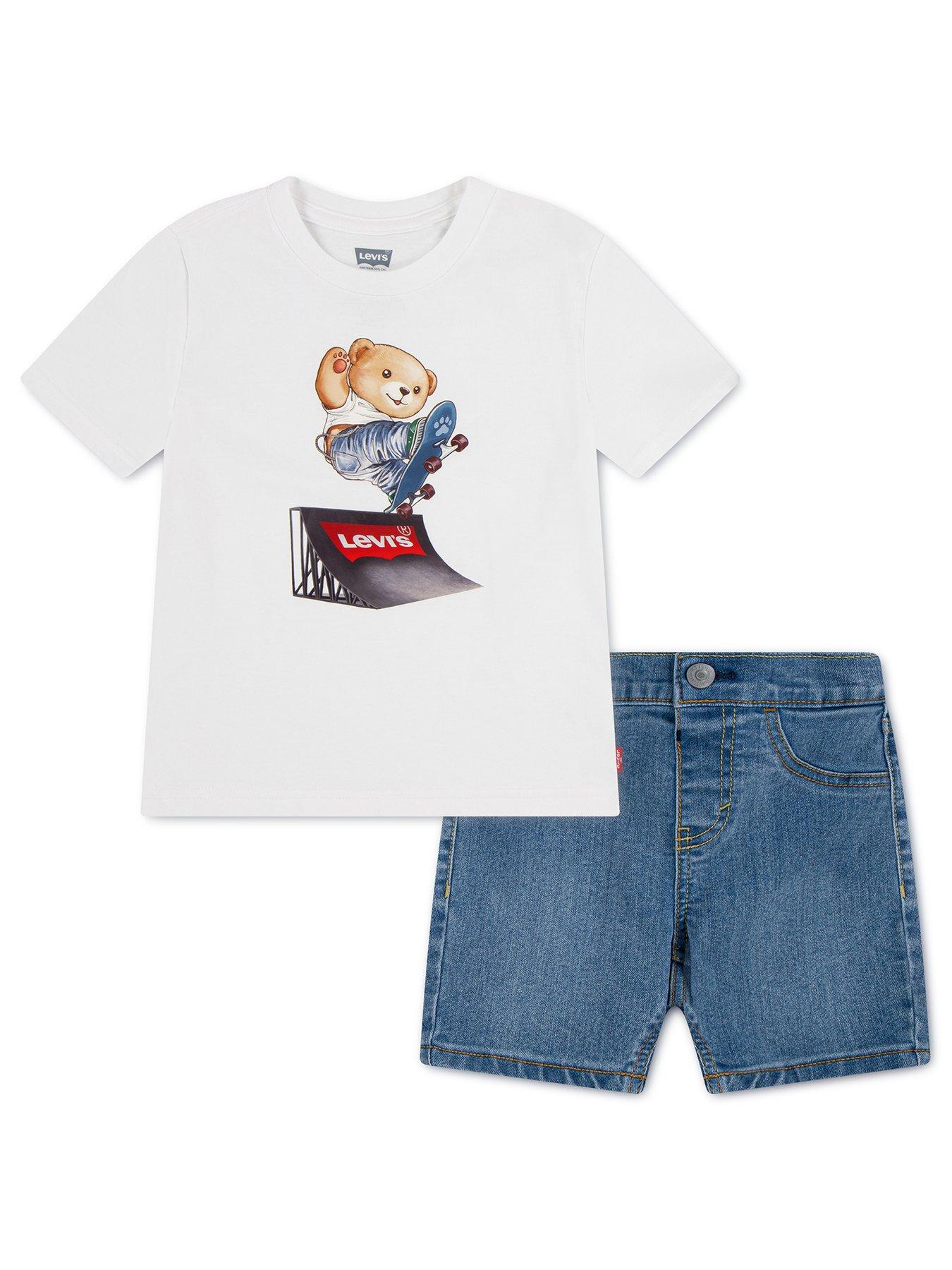 Levi's Baby Boys Skater Short Sleeve T-Shirt And Short Set, White, Size 12 Months