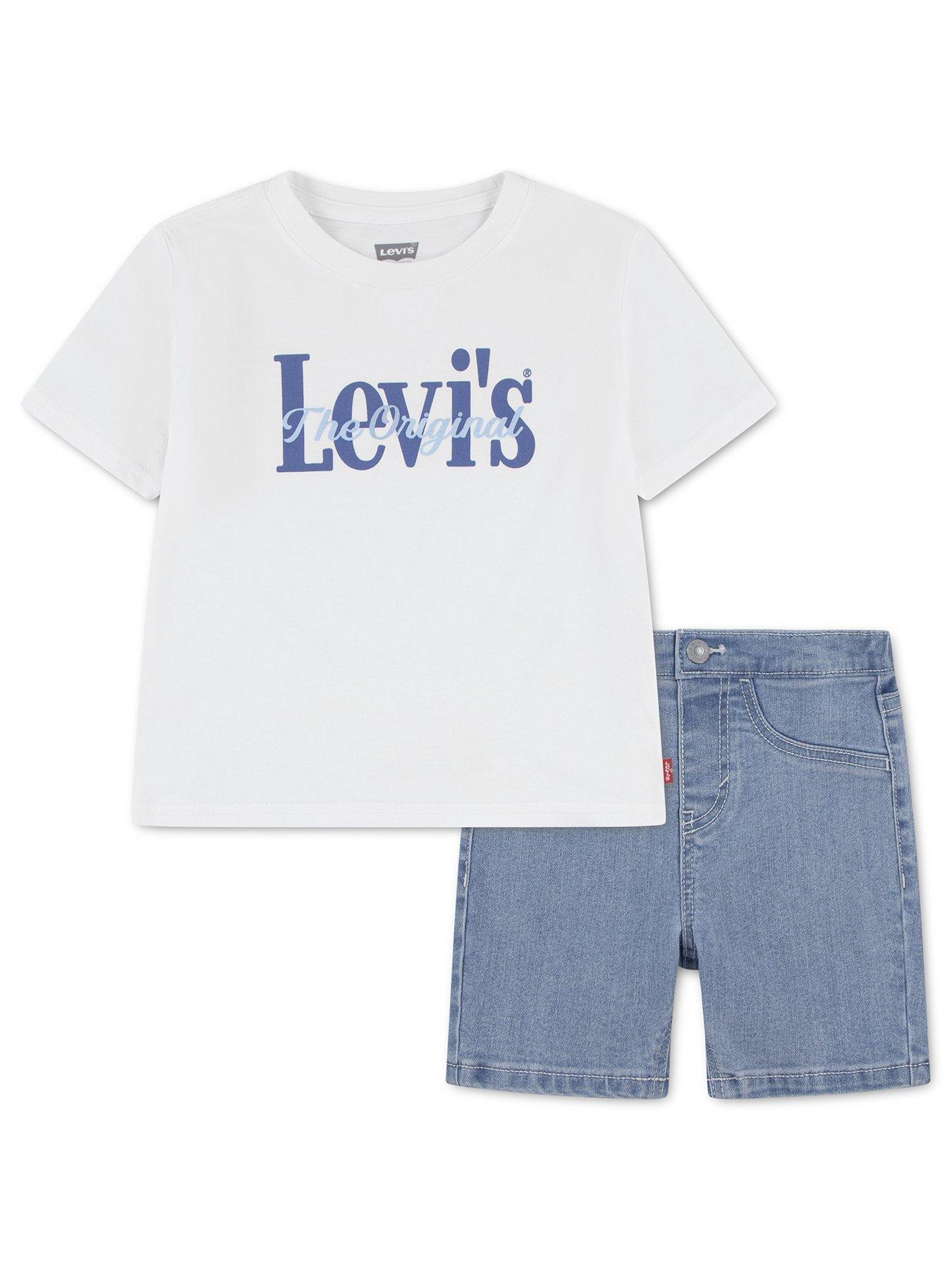 Image 1 of 5 of Levi's Baby Boys Logo T-Shirt And Short Set - White