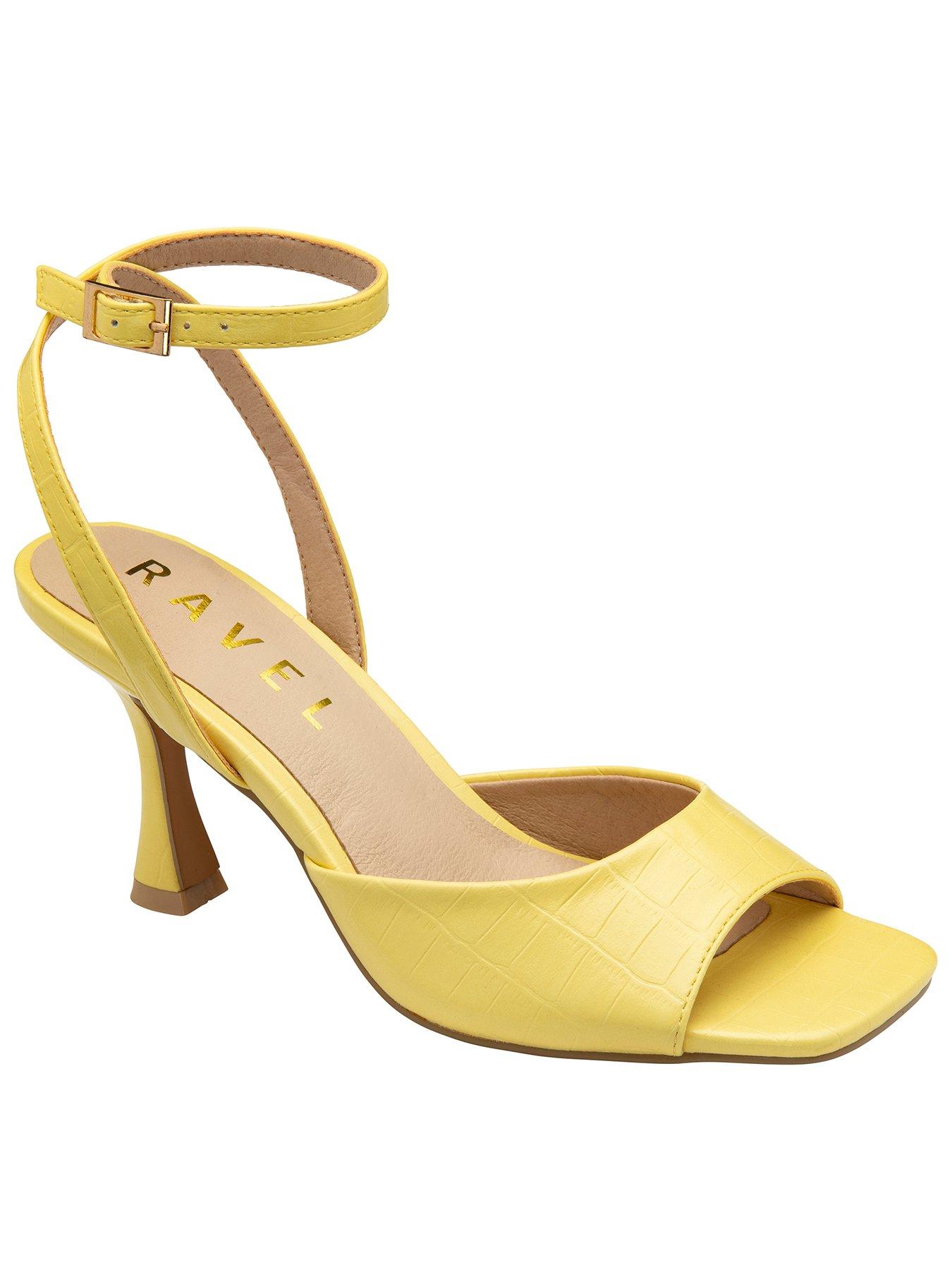 Ravel Holms Croc Ankle Strap Heel - Pale Yellow