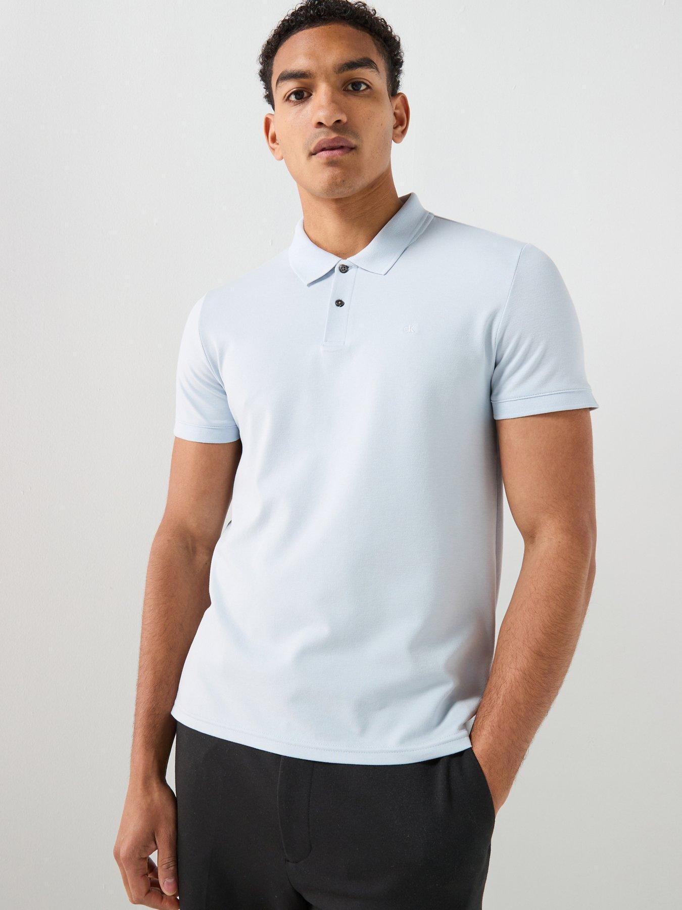 Calvin Klein Slim Fit Refined Pique Polo Shirt - Light Blue
