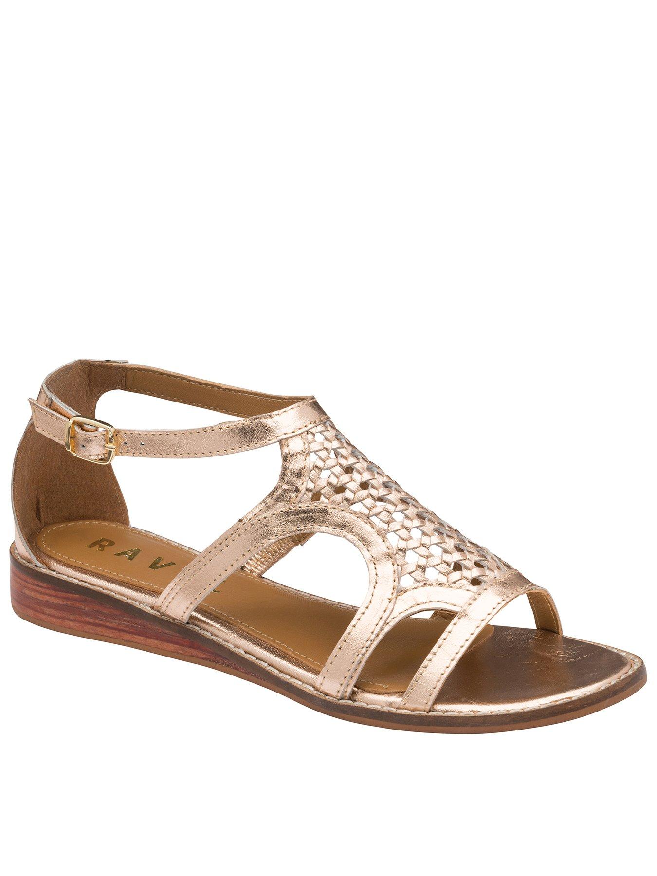 Ravel Cardwell Open Toe Leather Sandal, Gold, Size 8, Women