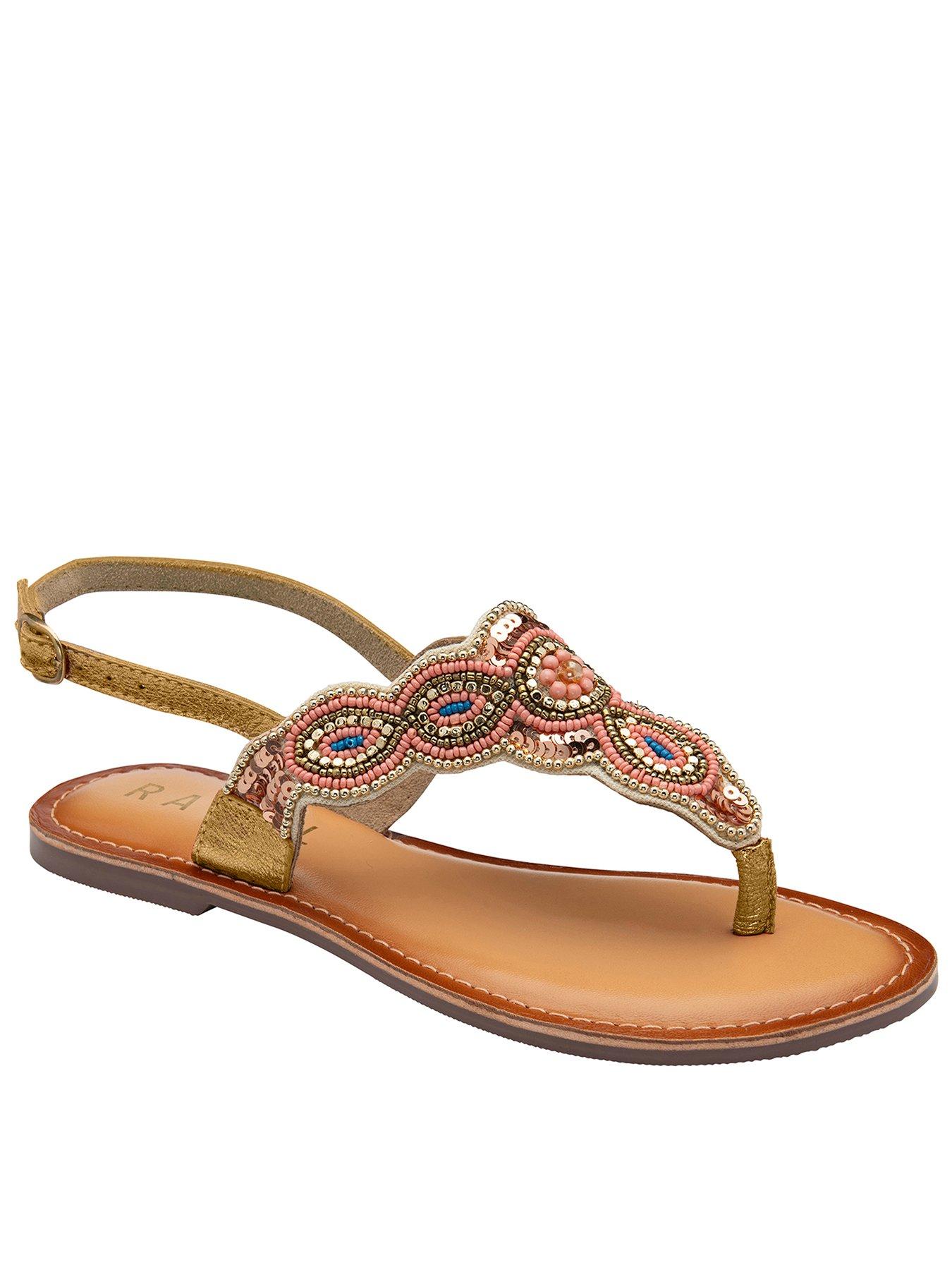 Image 1 of 4 of Ravel Batlow T-bar Embroidered Sandal - Gold