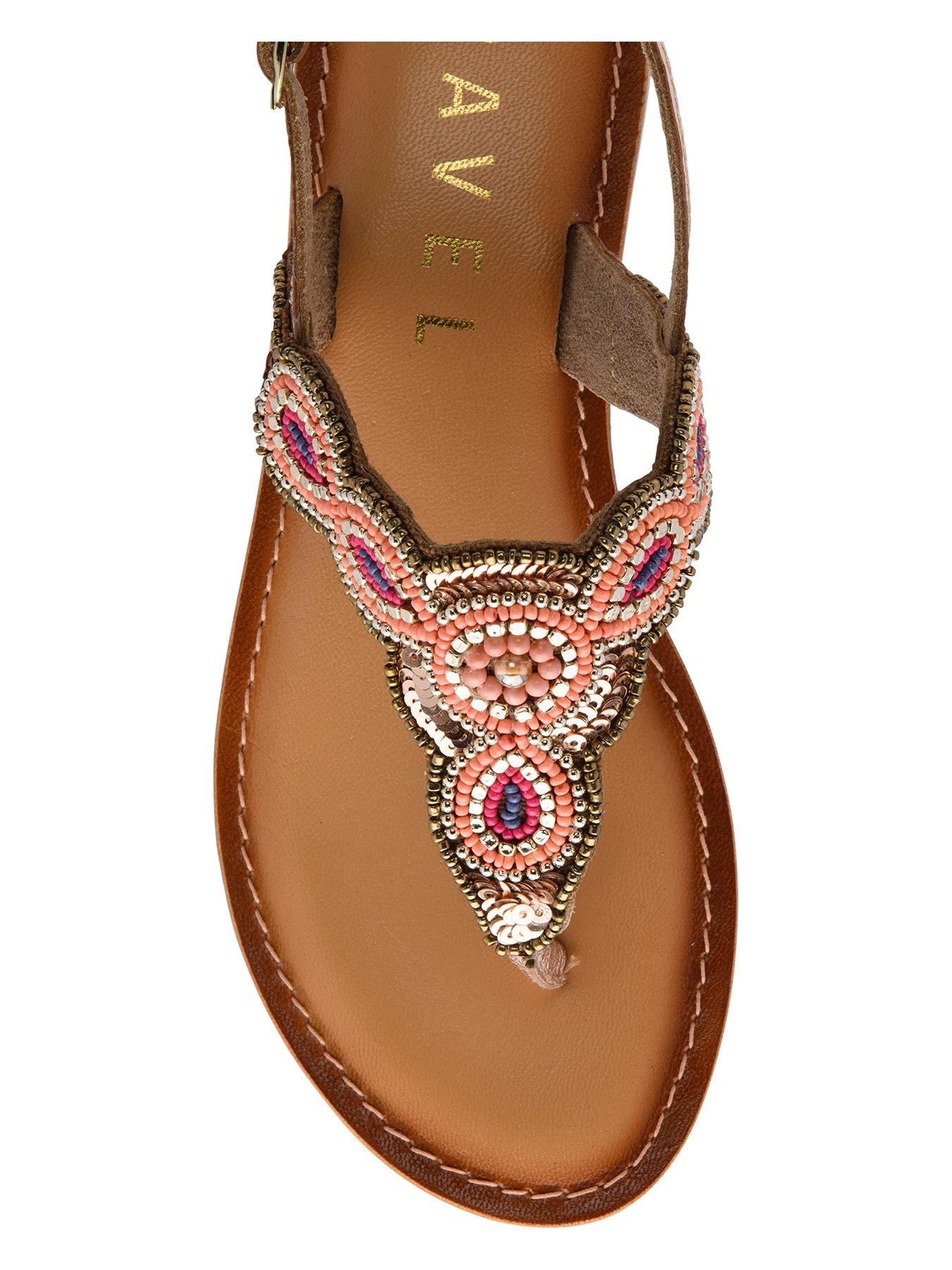 Image 4 of 4 of Ravel Batlow T-bar Embroidered Sandal - Gold