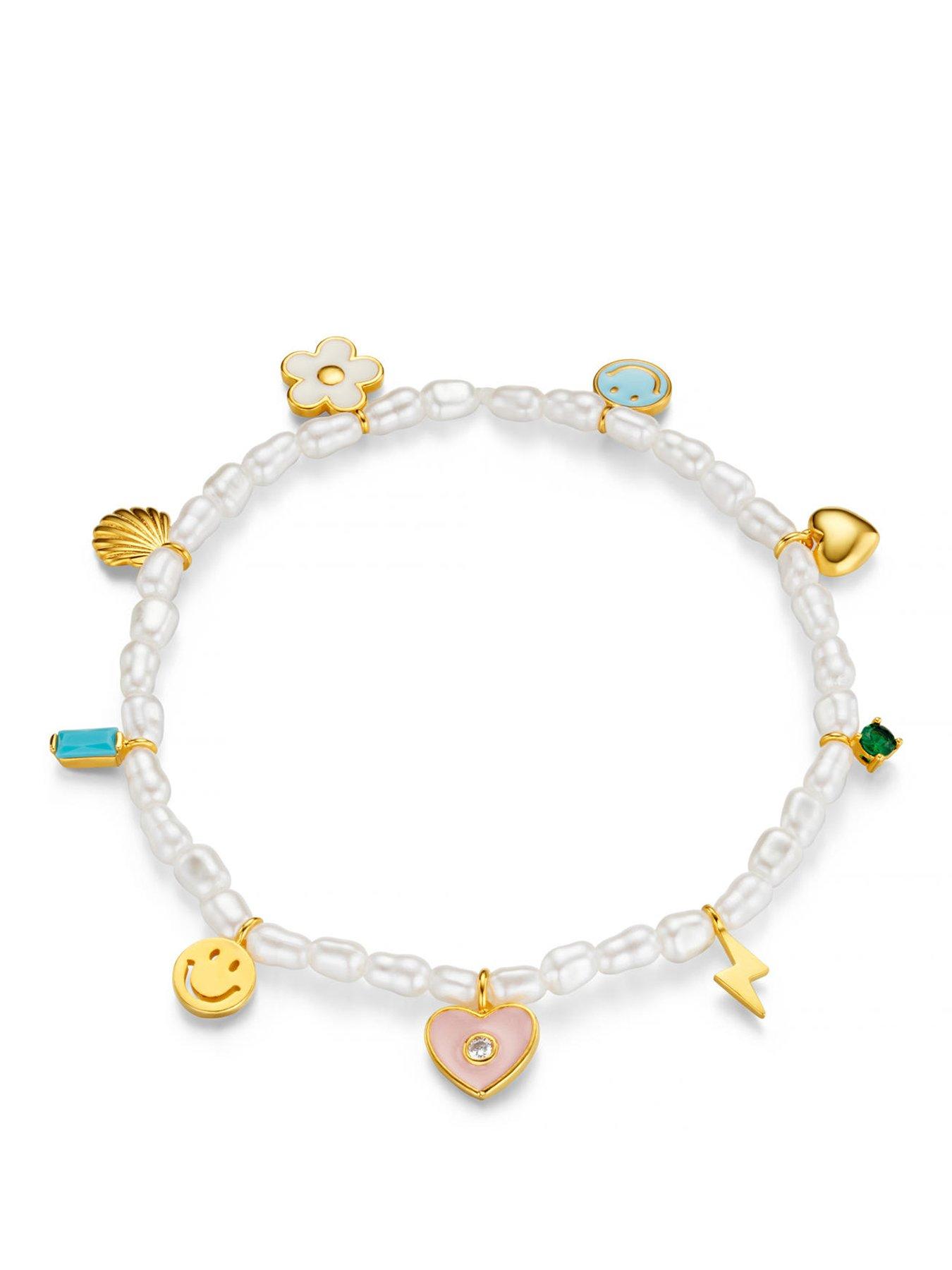 Orelia Pearl & Enamel Eclectic Charm Bracelet