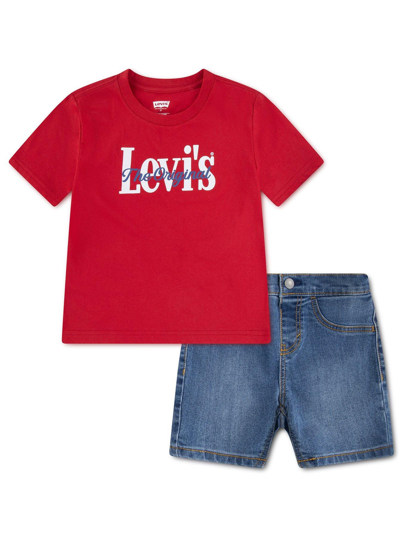 Image 1 of 5 of Levi's Baby Boys Logo T-Shirt And Short Set - Red/Blue