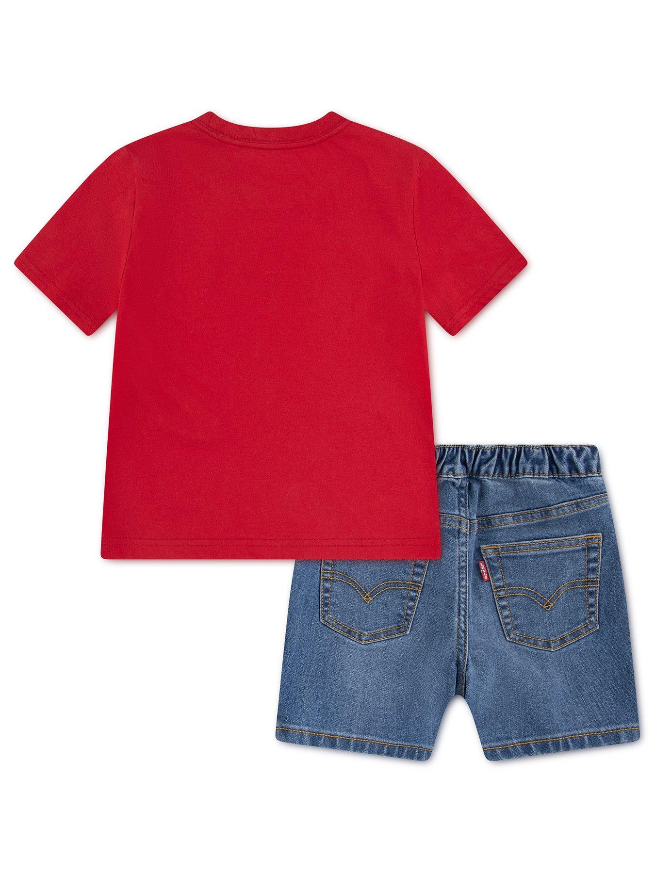 Image 2 of 5 of Levi's Baby Boys Logo T-Shirt And Short Set - Red/Blue