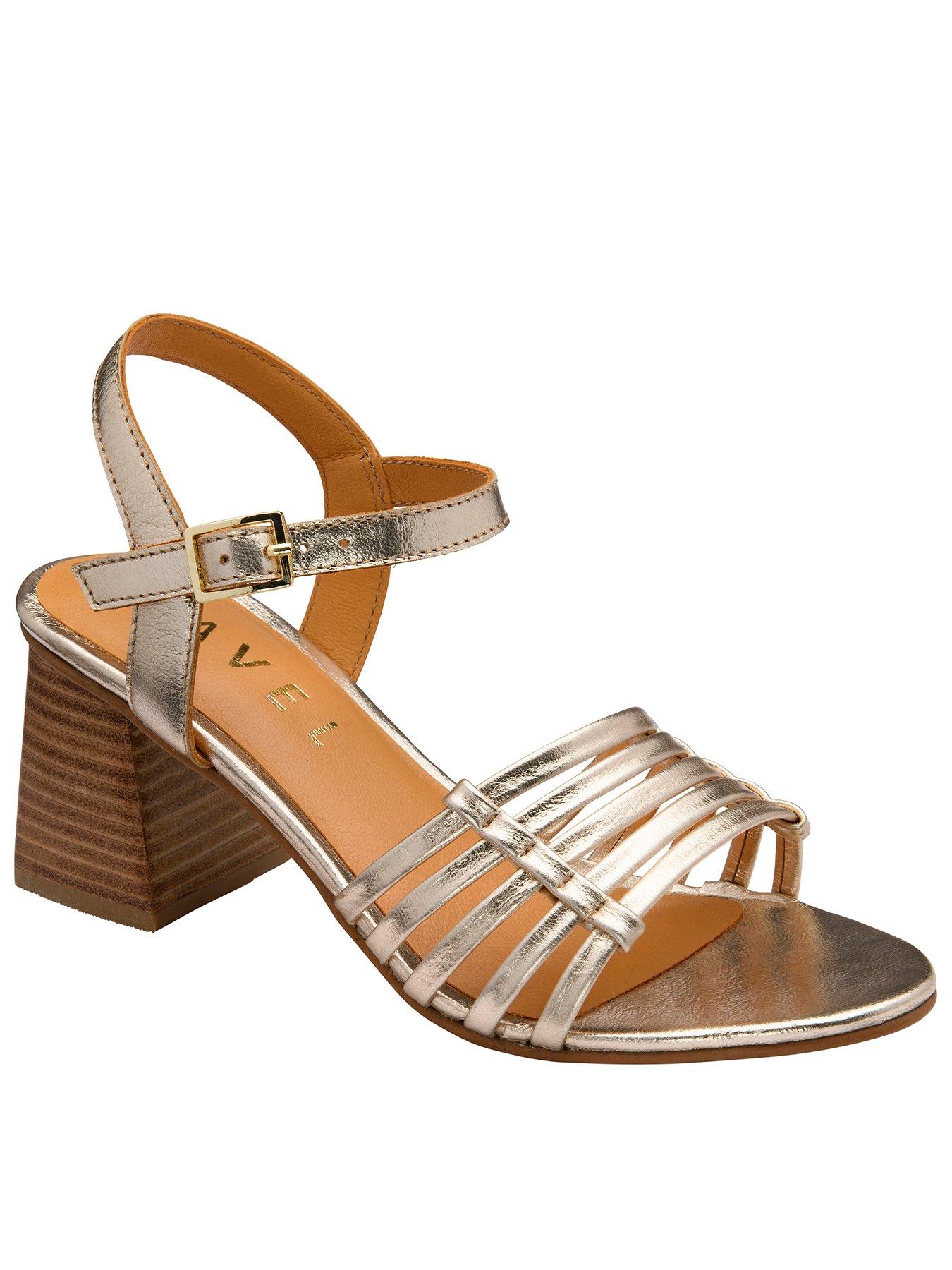 Ravel Kiplin Ankle Strap Block Heel - Gold