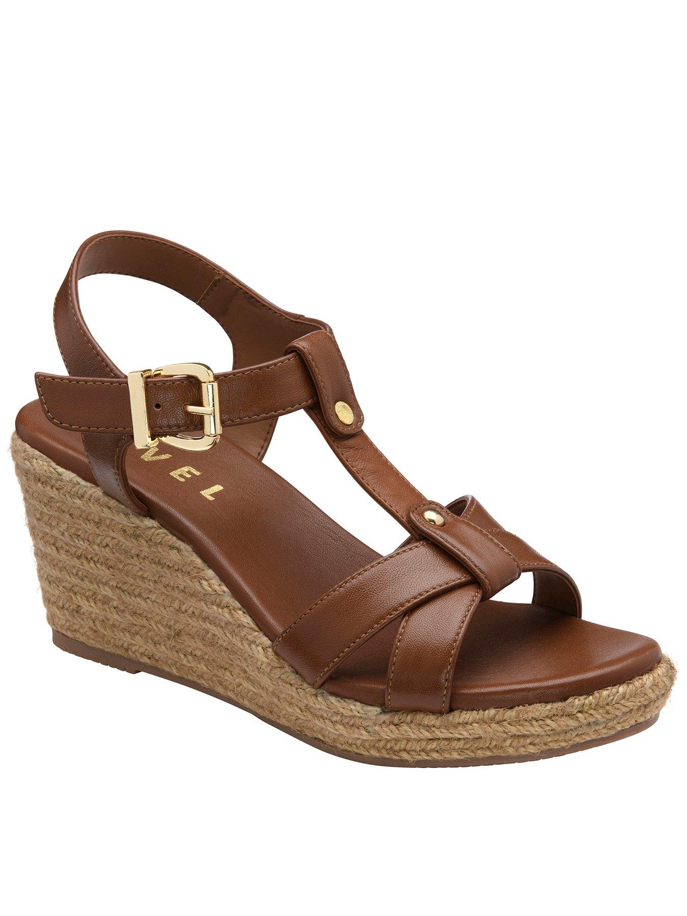 Ravel Elling Leather T-bar Strap Wedge - Tan