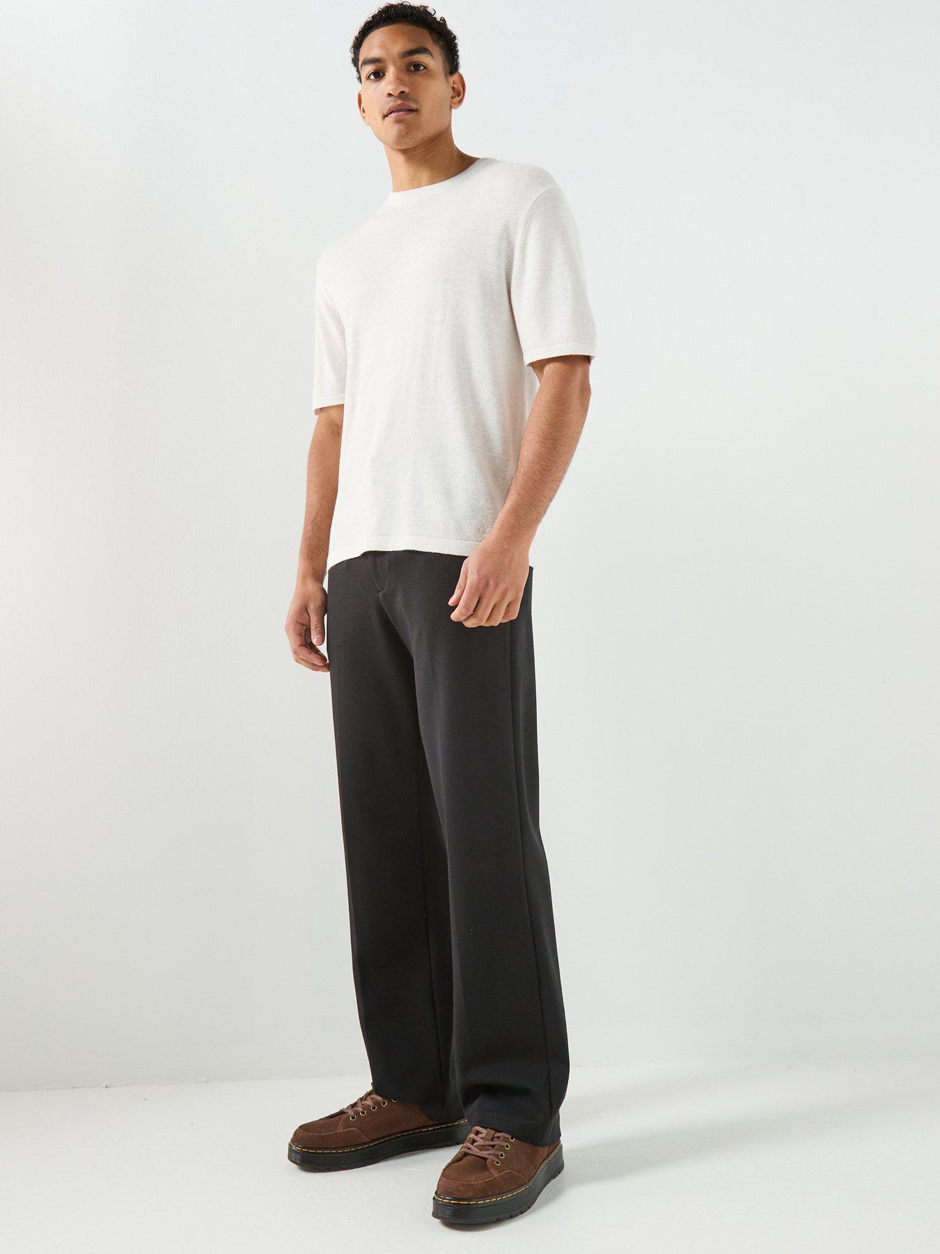 Image 3 of 6 of Calvin Klein Linen Viscose Blend Knitted T-Shirt - Off White