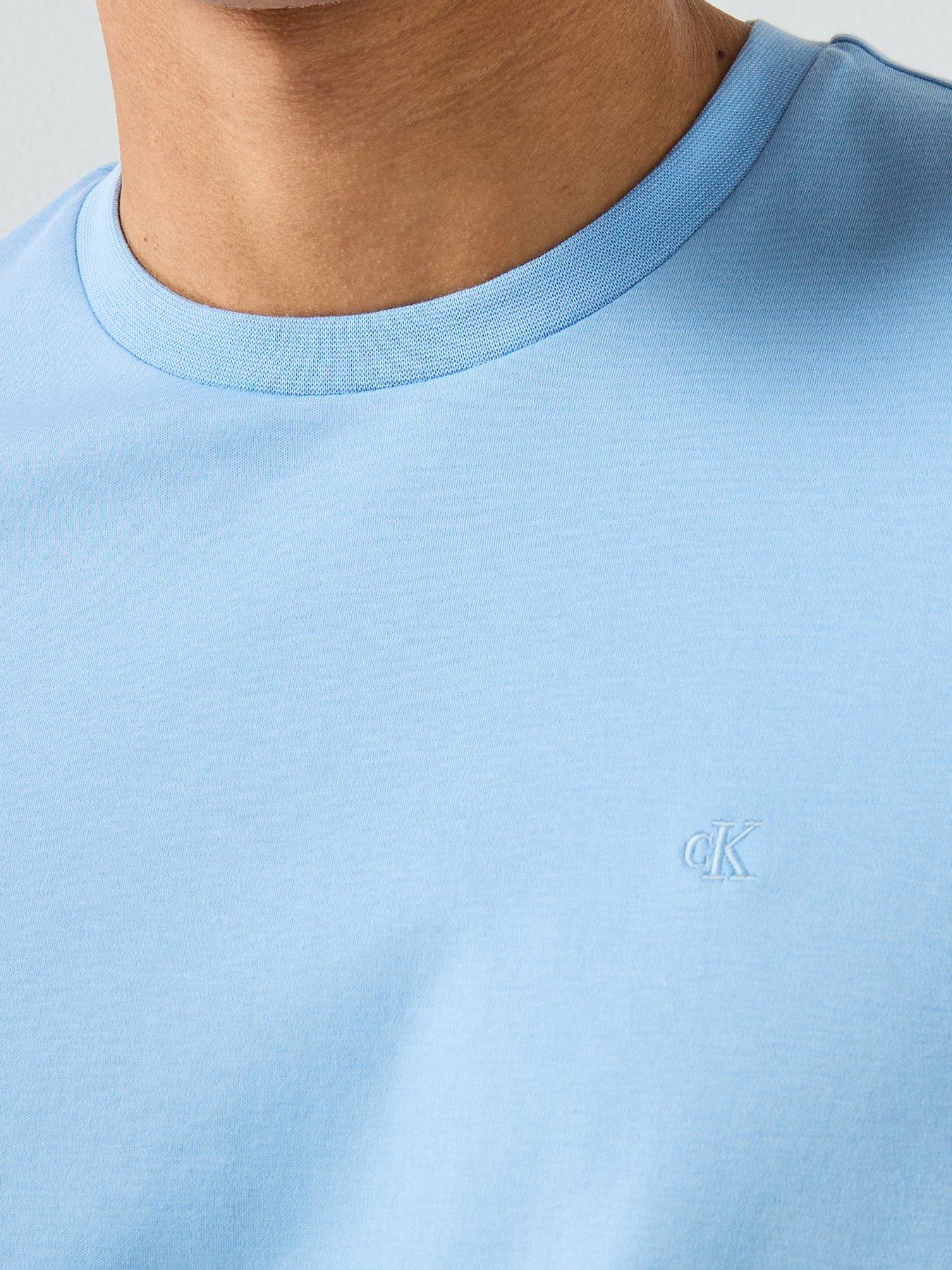 Image 4 of 6 of Calvin Klein Supima Chest Embroidered Logo T-Shirt - Blue