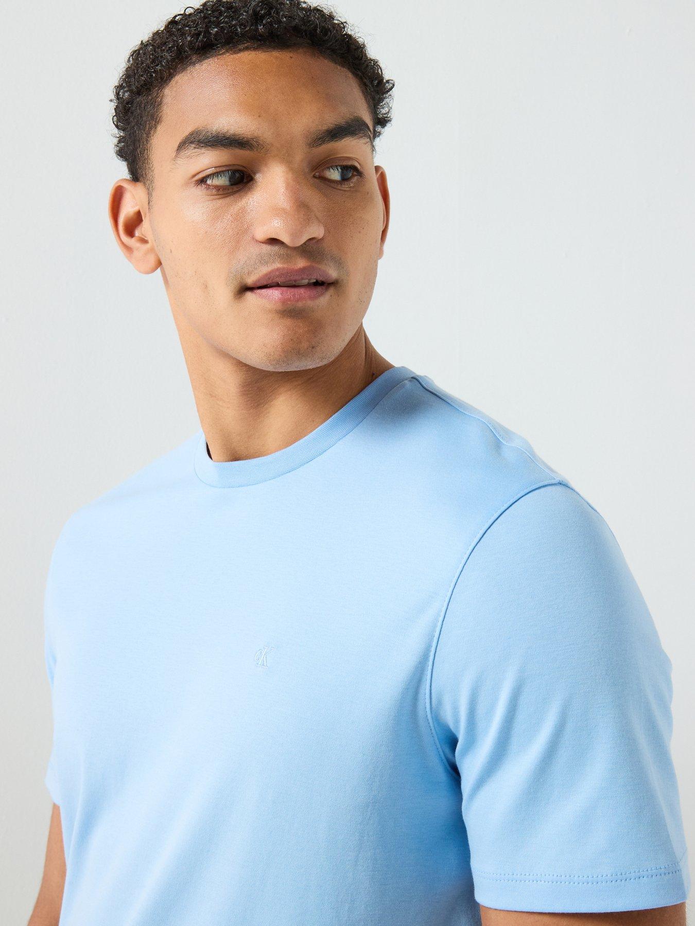 Image 5 of 6 of Calvin Klein Supima Chest Embroidered Logo T-Shirt - Blue
