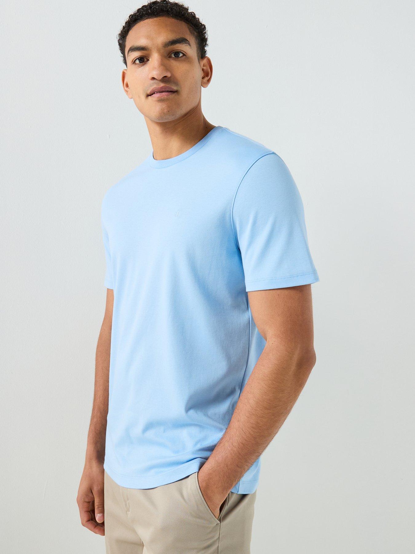Image 6 of 6 of Calvin Klein Supima Chest Embroidered Logo T-Shirt - Blue