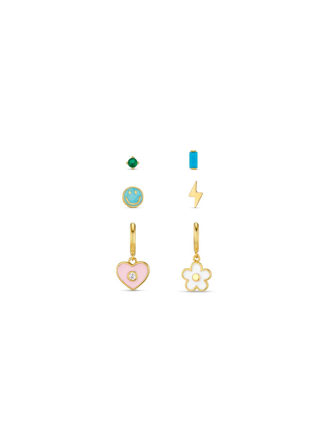 Image 2 of 2 of Orelia Eclectic Mixed Enamel Earring Pack