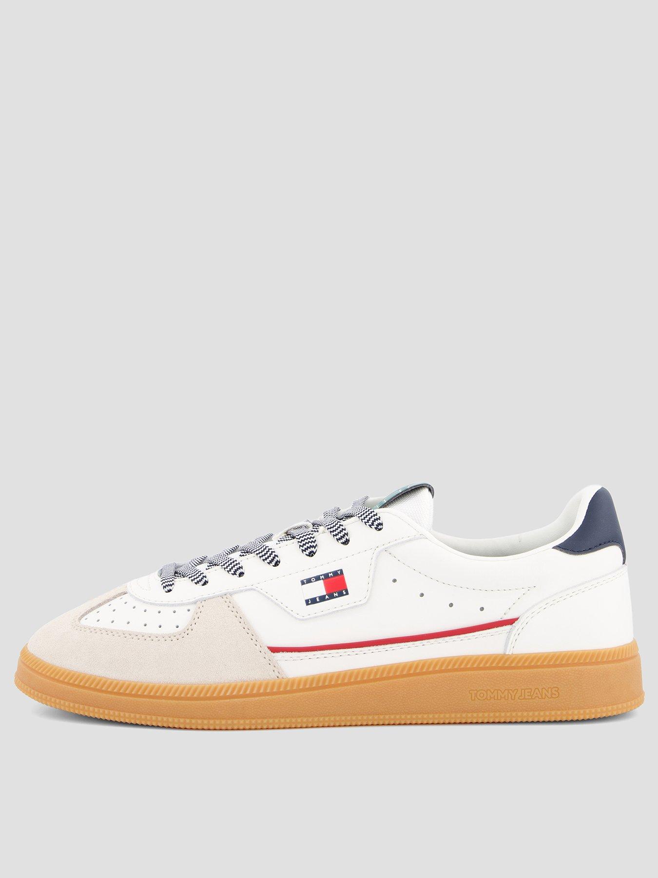Tommy Jeans The Greenwich Edge Leather Trainer, Off White, Size 40, Men