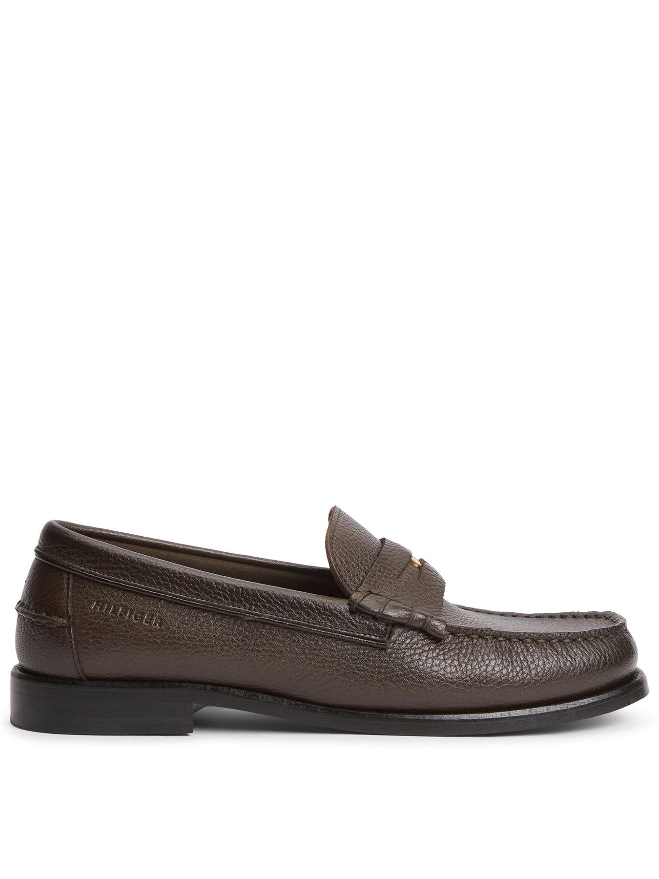 Image 1 of 5 of Tommy Hilfiger Tumble Leather Penny Loafers - Brown