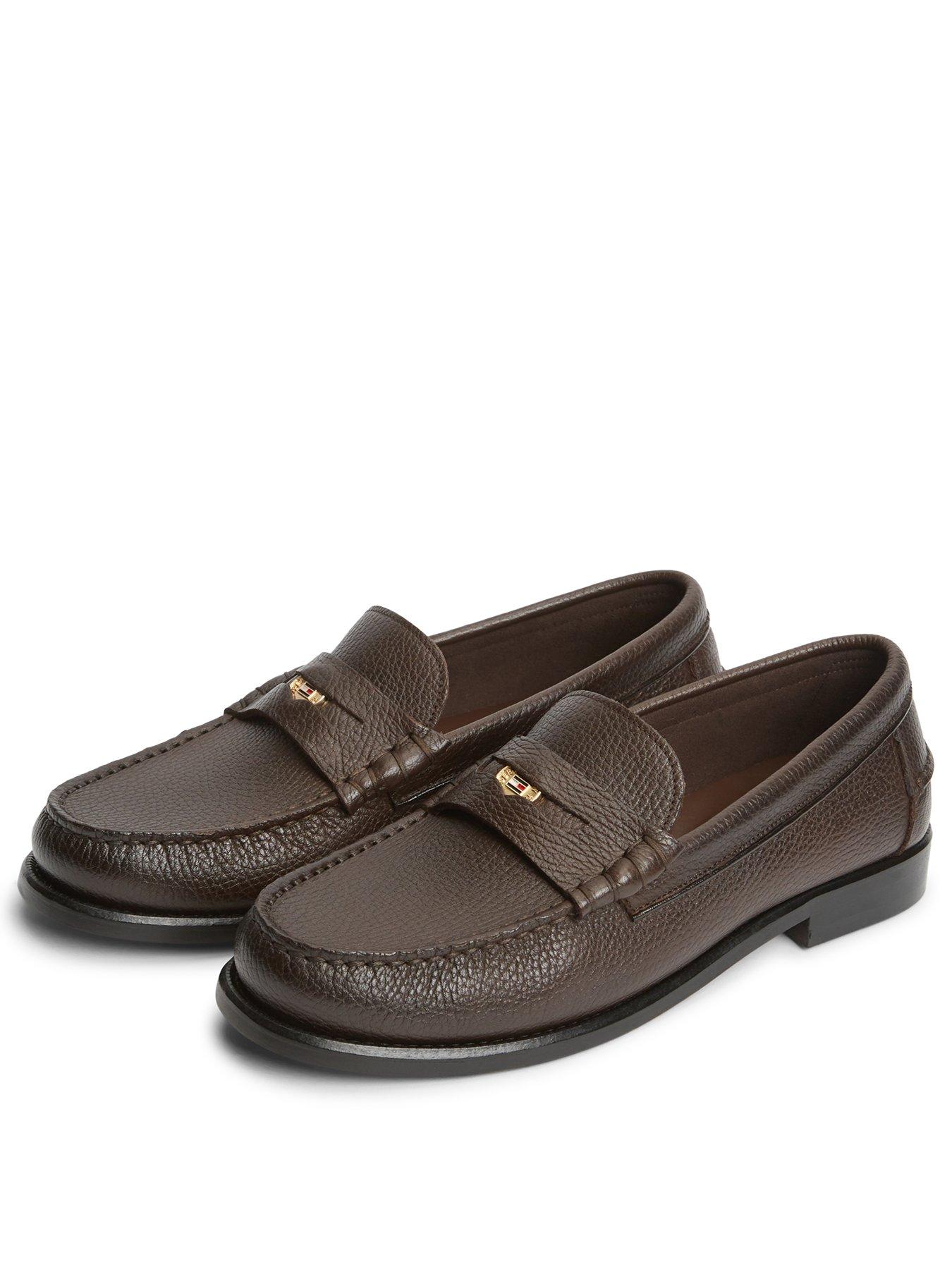 Image 2 of 5 of Tommy Hilfiger Tumble Leather Penny Loafers - Brown