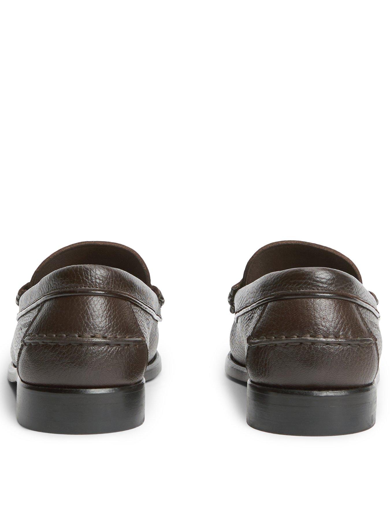 Image 3 of 5 of Tommy Hilfiger Tumble Leather Penny Loafers - Brown