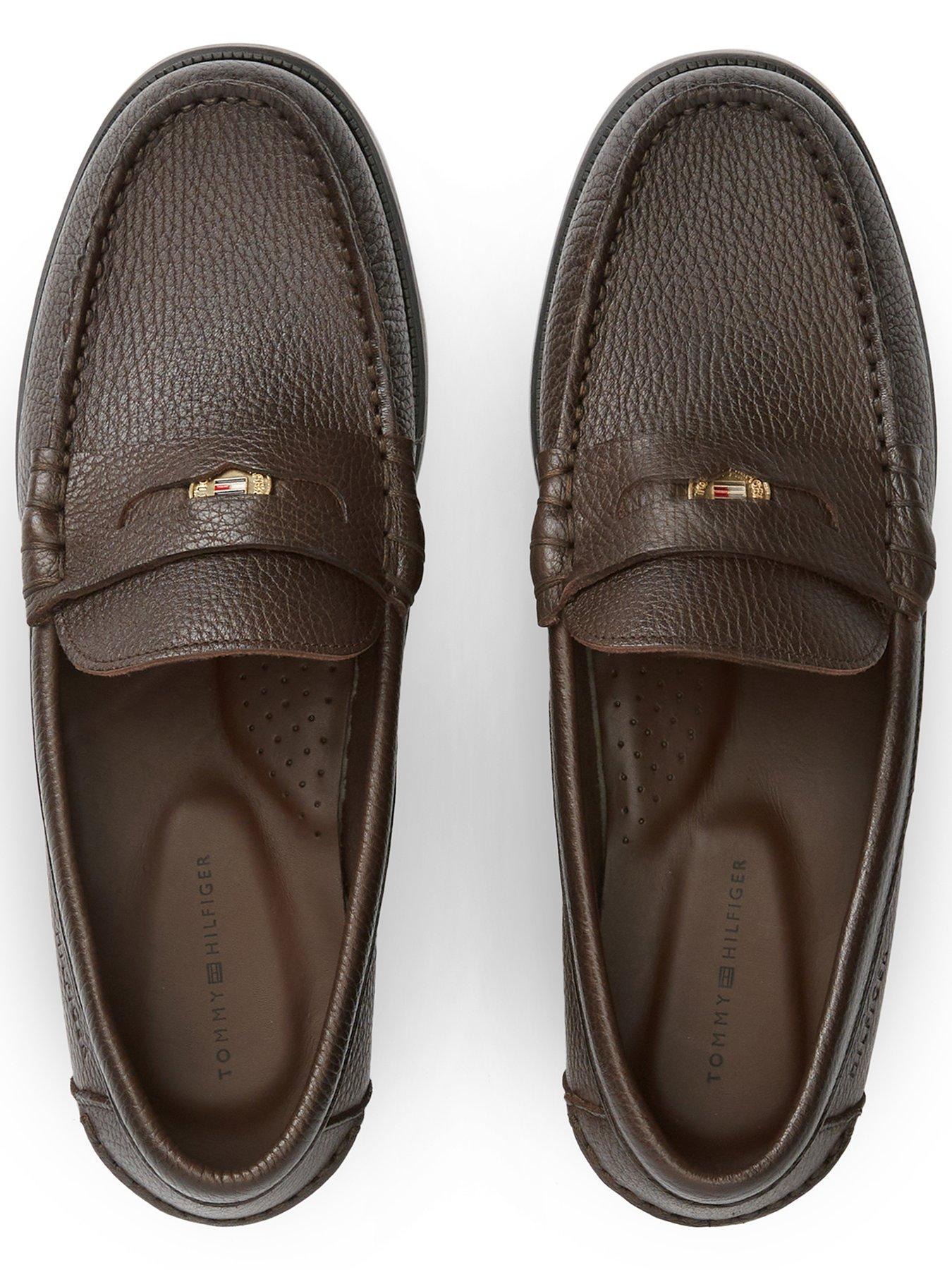 Image 4 of 5 of Tommy Hilfiger Tumble Leather Penny Loafers - Brown