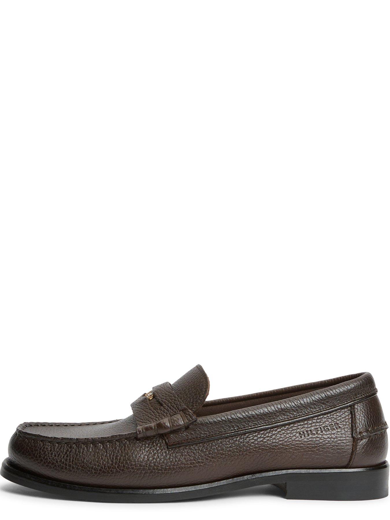 Image 5 of 5 of Tommy Hilfiger Tumble Leather Penny Loafers - Brown