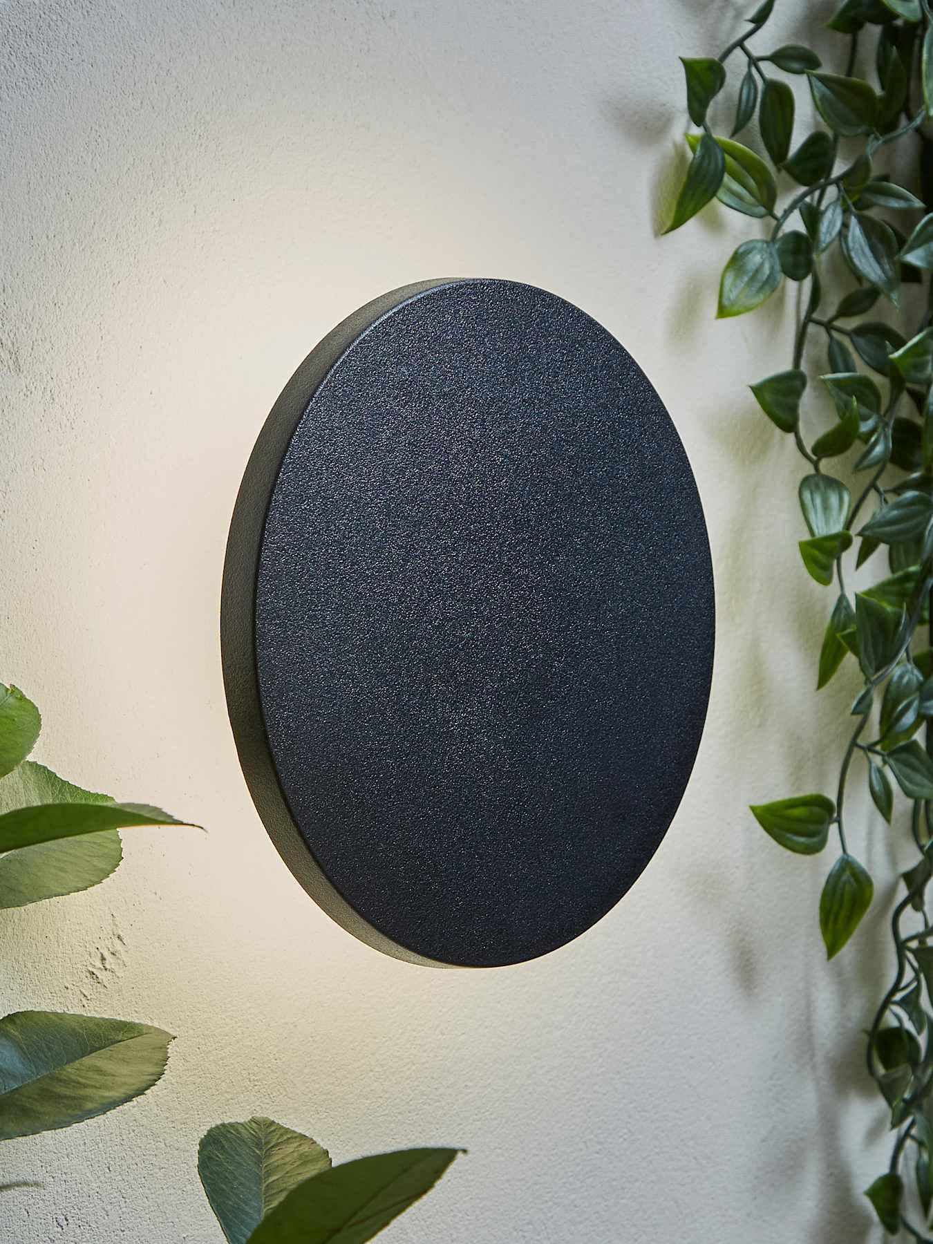 ValueLights Chad Matte Black Backlit Circle IP65 Integrated LED Outdoor Wall Light