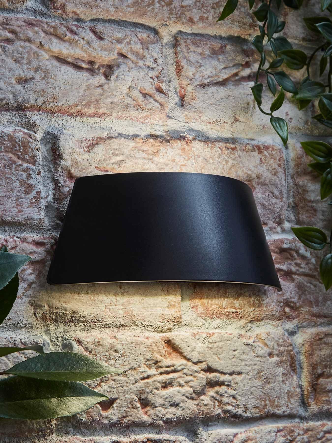 Image 1 of 6 of ValueLights John Matte Black Curved IP65 Integrated LED Up/Down Outdoor Wall Light