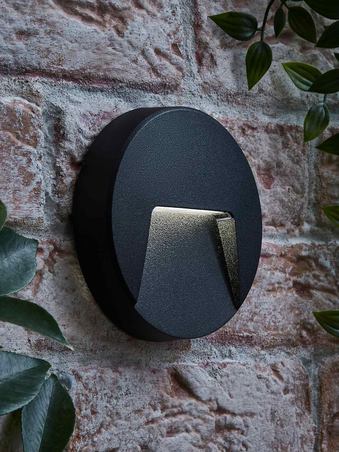 ValueLights Sam Black Round IP65 Integrated LED Outdoor Wall Light