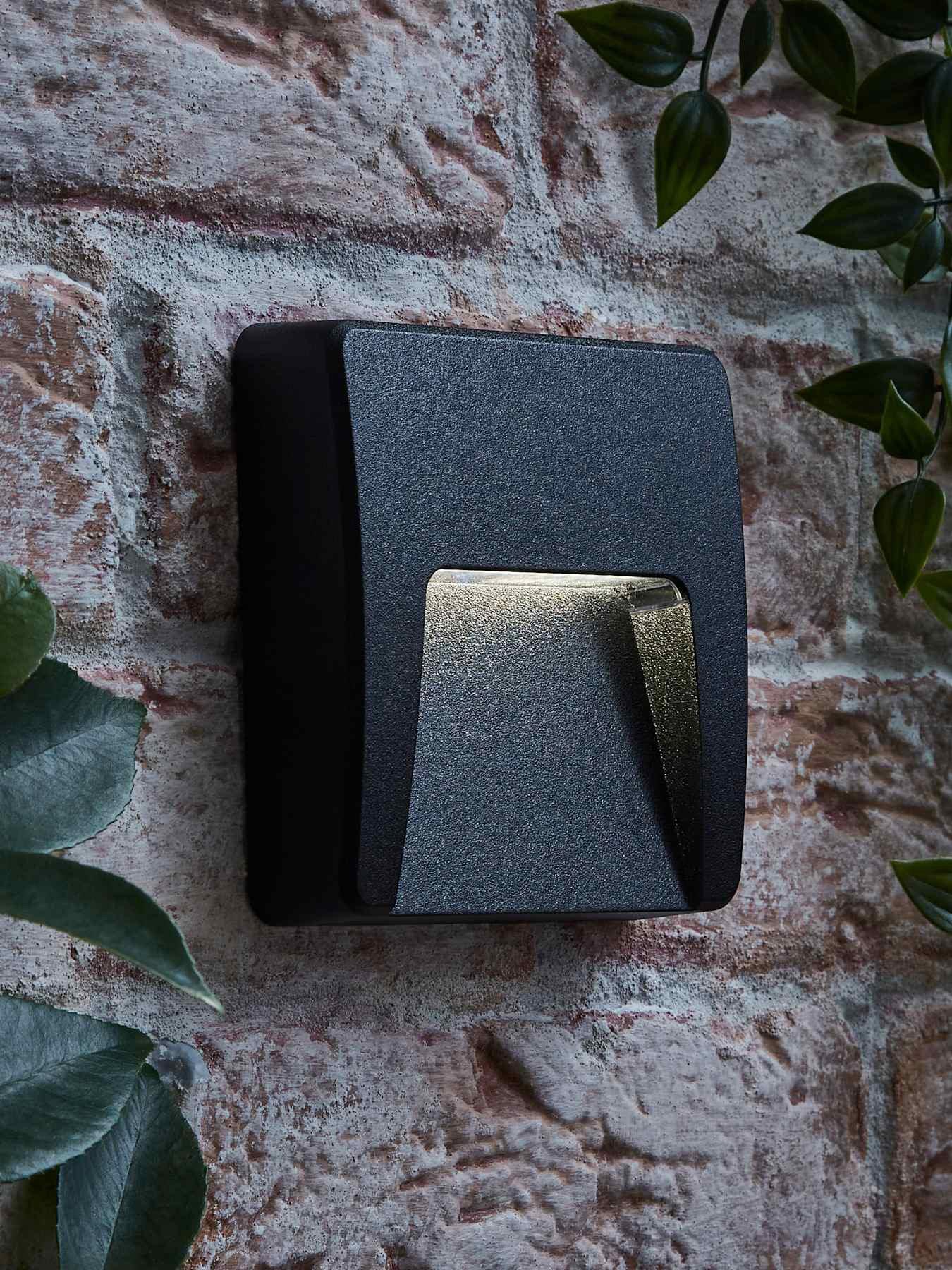 ValueLights Sam Black Square IP65 Integrated LED Outdoor Wall Light