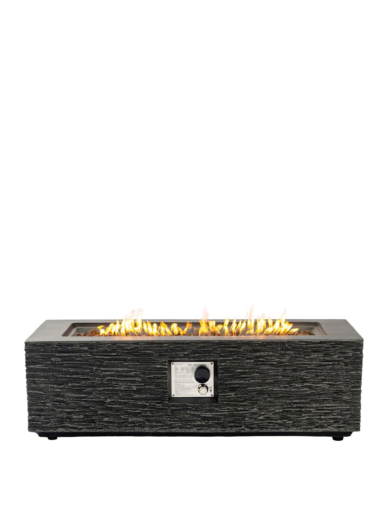 Image 2 of 6 of Teamson Home 42" Retangle Faux Stone Gas Fire Pit