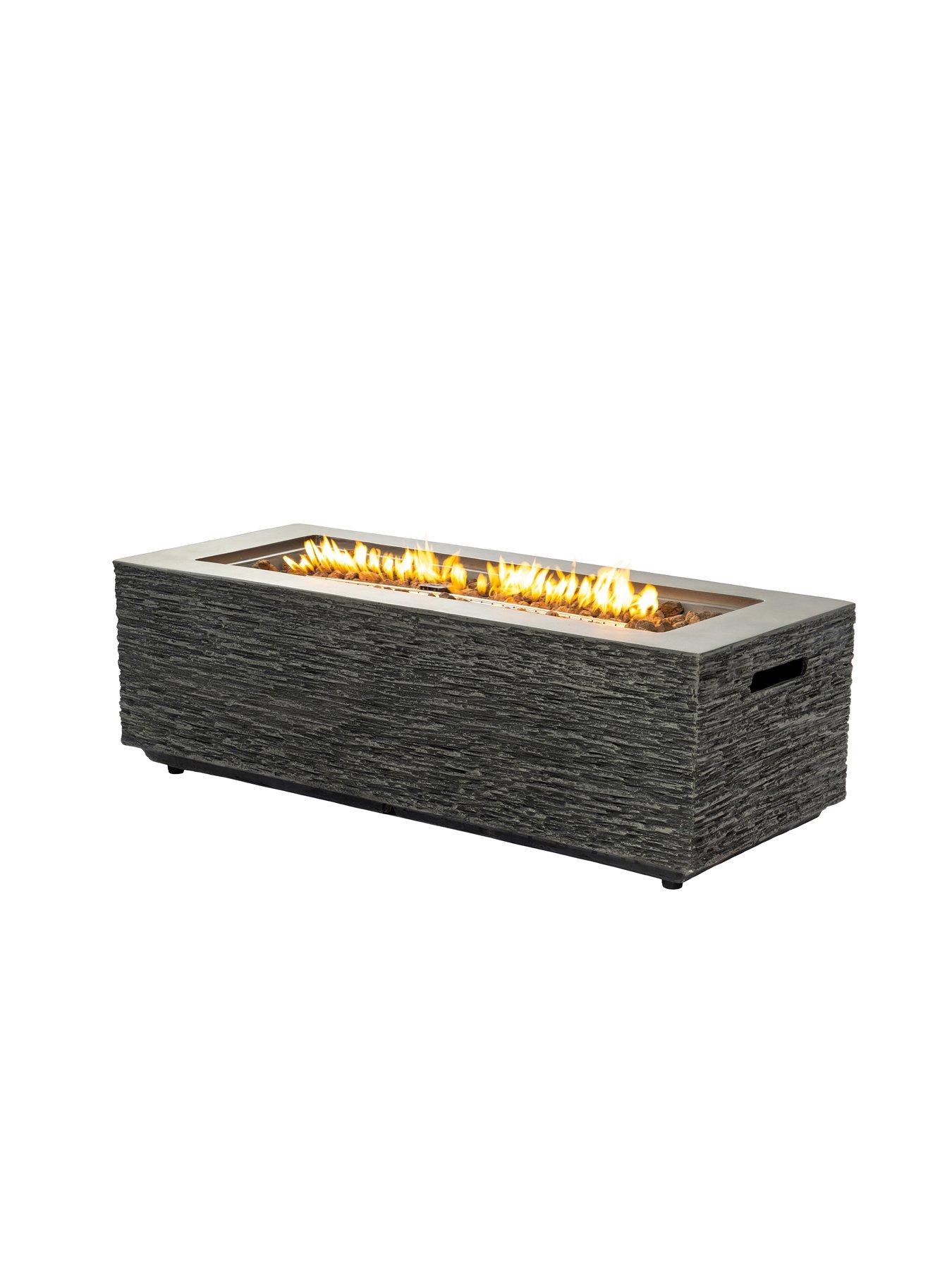 Image 3 of 6 of Teamson Home 42" Retangle Faux Stone Gas Fire Pit