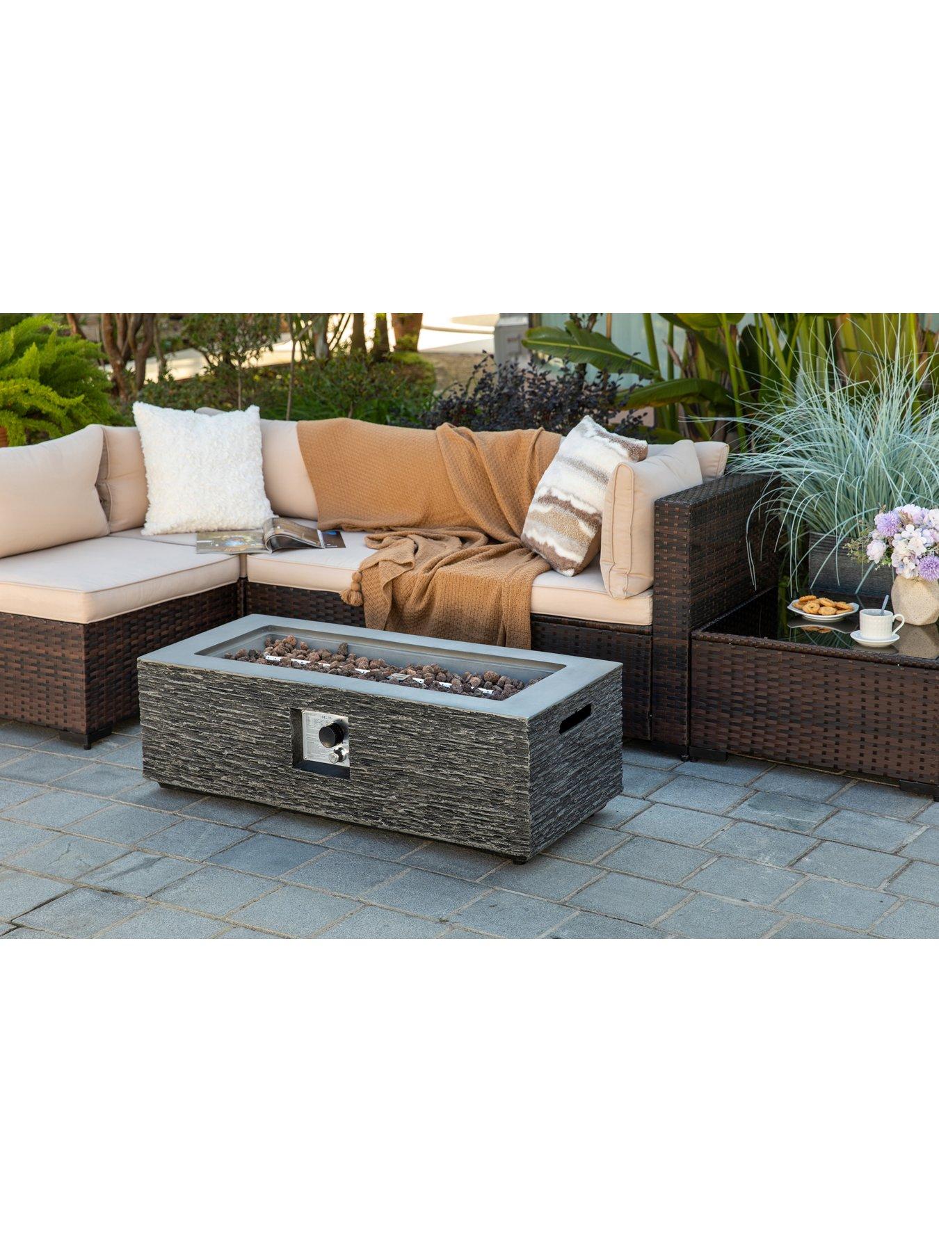 Image 4 of 6 of Teamson Home 42" Retangle Faux Stone Gas Fire Pit