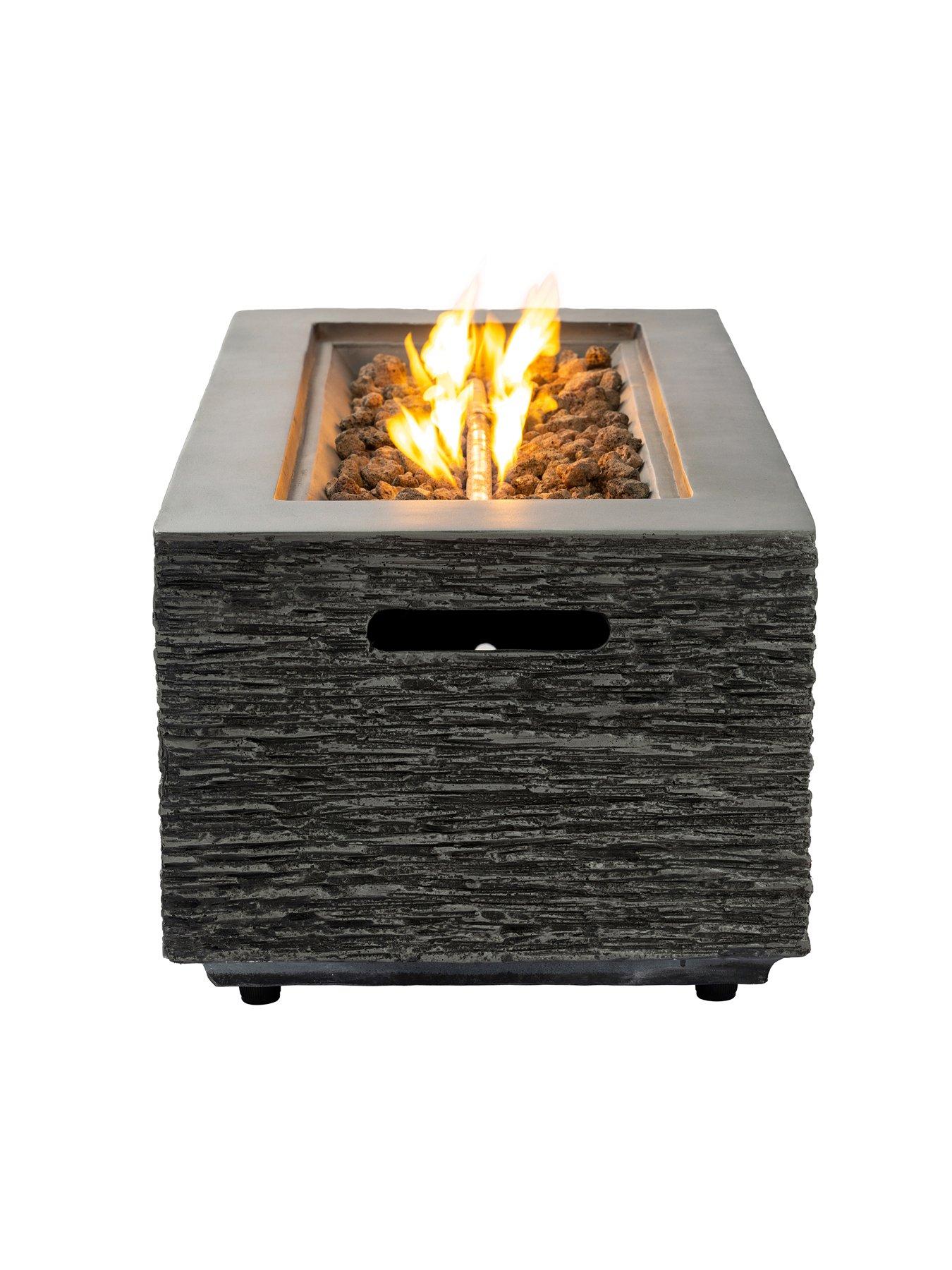 Image 5 of 6 of Teamson Home 42" Retangle Faux Stone Gas Fire Pit